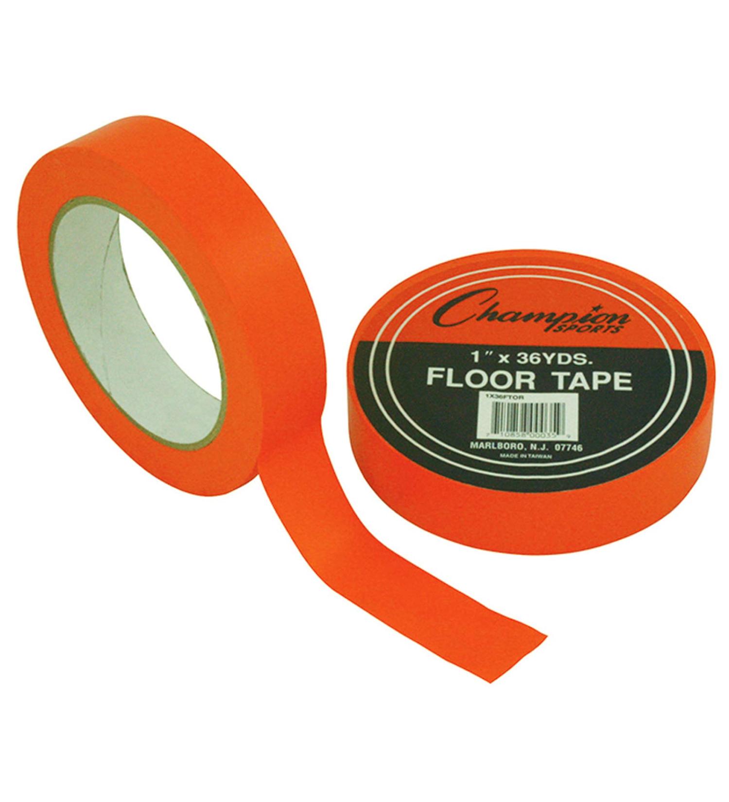 Champion Sports Floor 6 Rolls Marking Tape, 1" x 36yd Per Roll, Orange