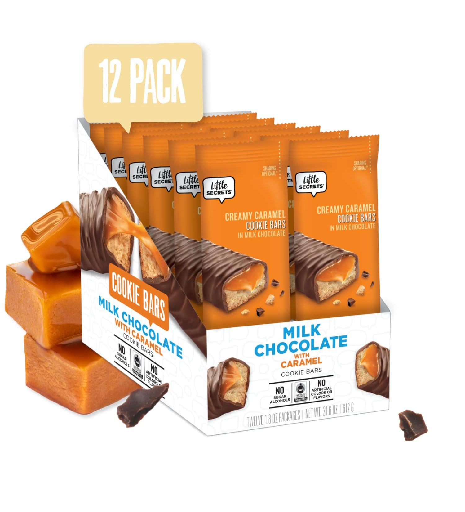 Little Secrets Milk Chocolate Caramel Cookie Bars - 12 Pack (1.8 oz each) - Guilt-Free Snack - Buy Online on GoSupps.com