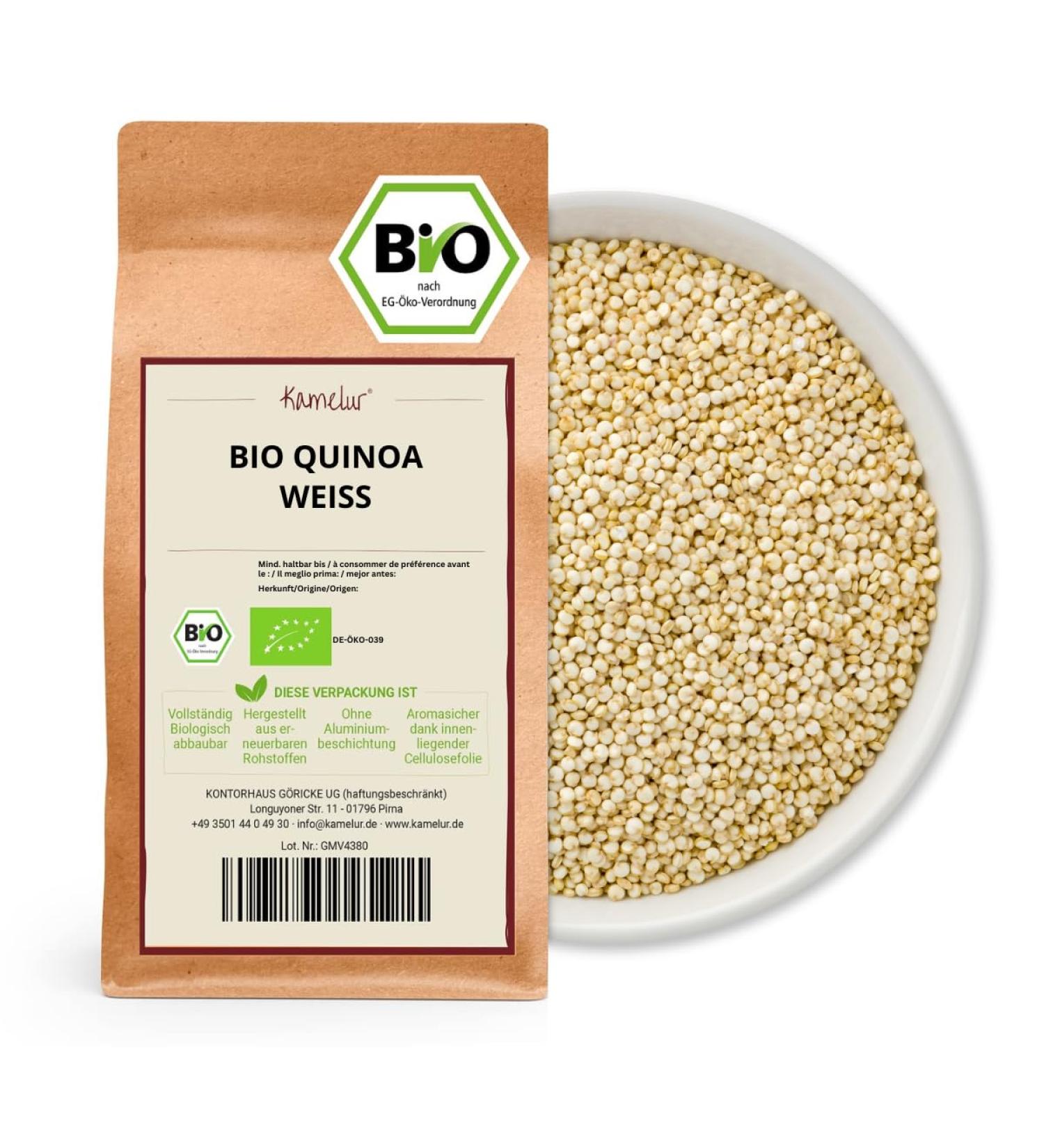 Buy Kamelur Organic White Quinoa 1kg - Healthy Grain Substitute | International Shipping Available - Buy Online on GoSupps.com