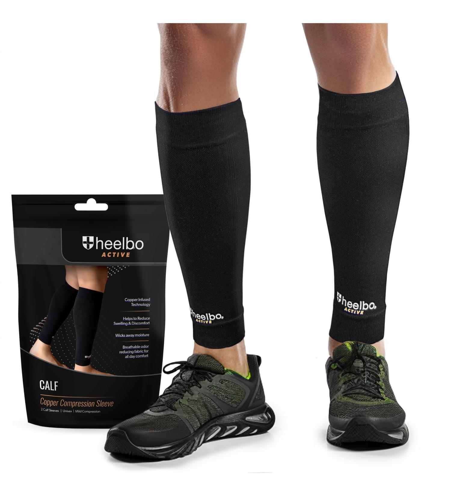 Copper Infused Calf Compression Sleeves - Support Muscle Recovery Improve Blood Circulation All Day Comfort Moisture Wicking Breathable - XL/XXL Black - Buy Online on GoSupps.com