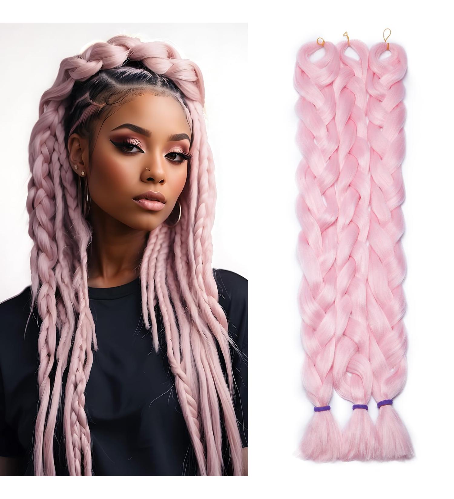 Shop 3-Pack 41 Inch Light Pink Synthetic Jumbo Braid Crochet Hair Extensions - Buy Online on GoSupps.com