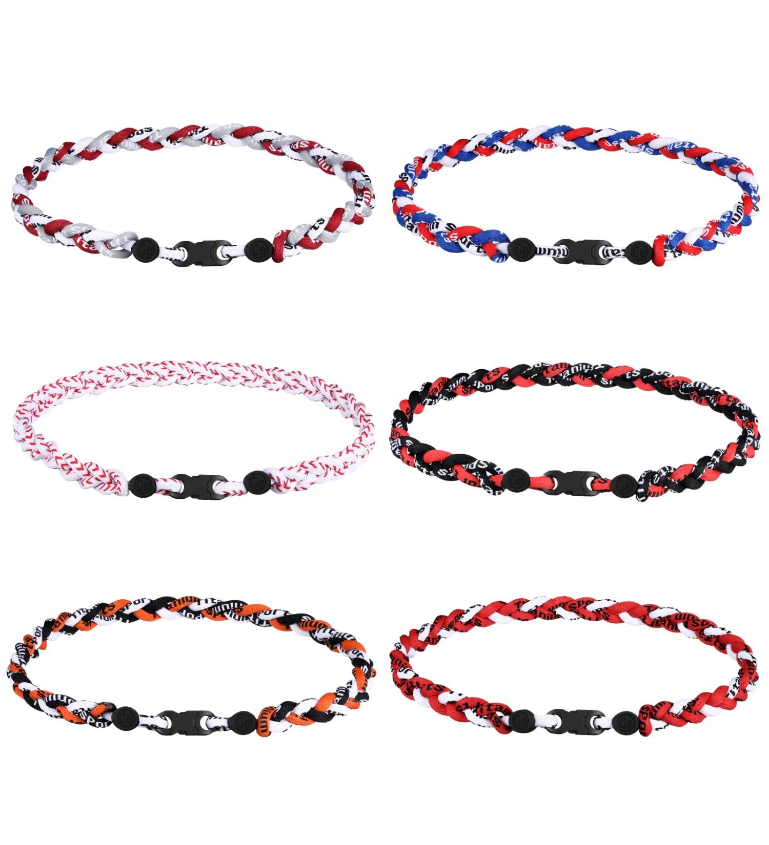 Nosiny 6 Pcs Baseball Rope Necklaces - Tornado Titanium Sports Necklace for Men & Women - Assorted Colors - Buy Online on GoSupps.com