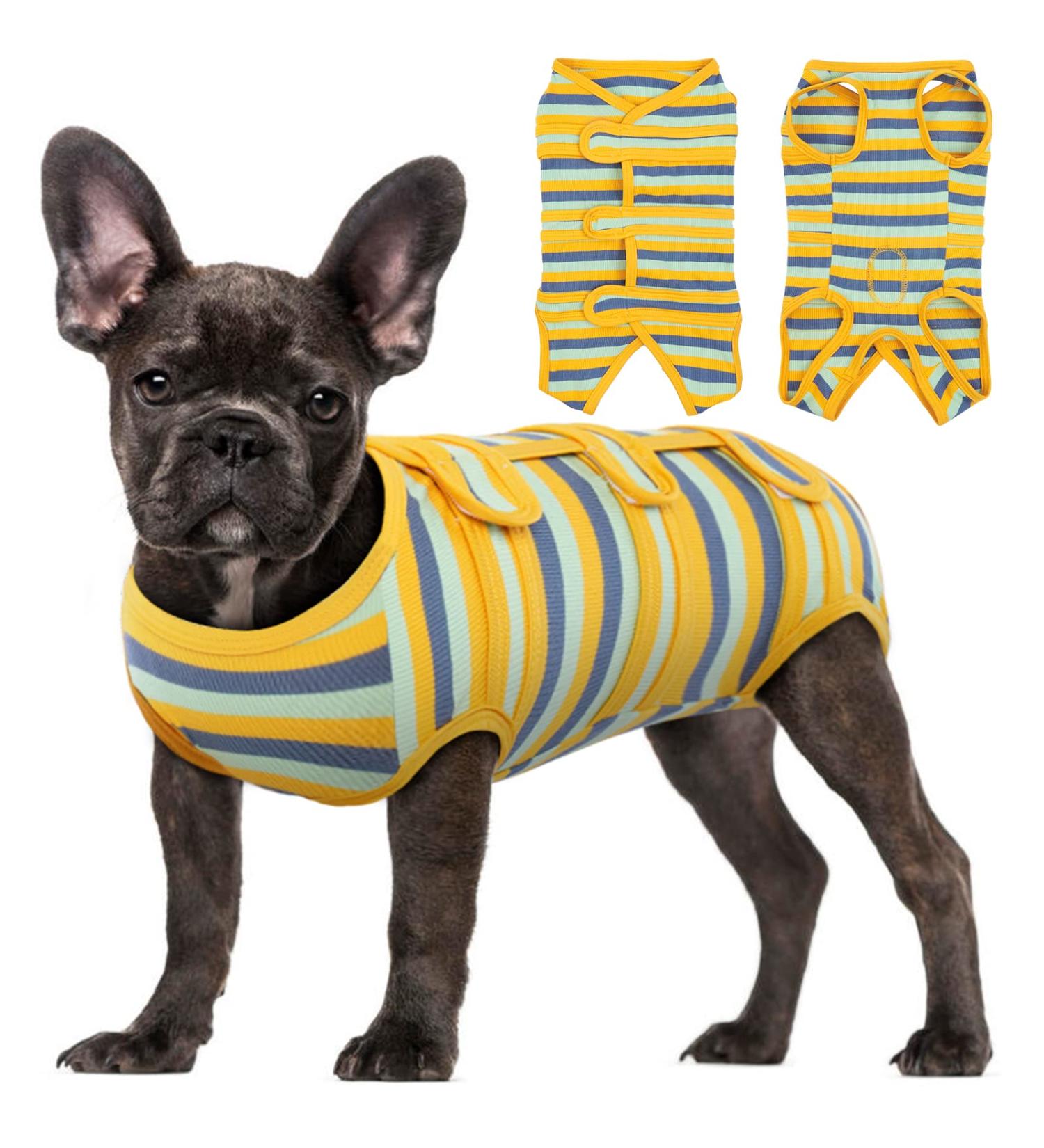 Kuoser Post-Surgery Dog Body Breathable Medical Suit for Dogs & Cats | Alternatives to Ruff XS Green & Yellow - Buy Online on GoSupps.com