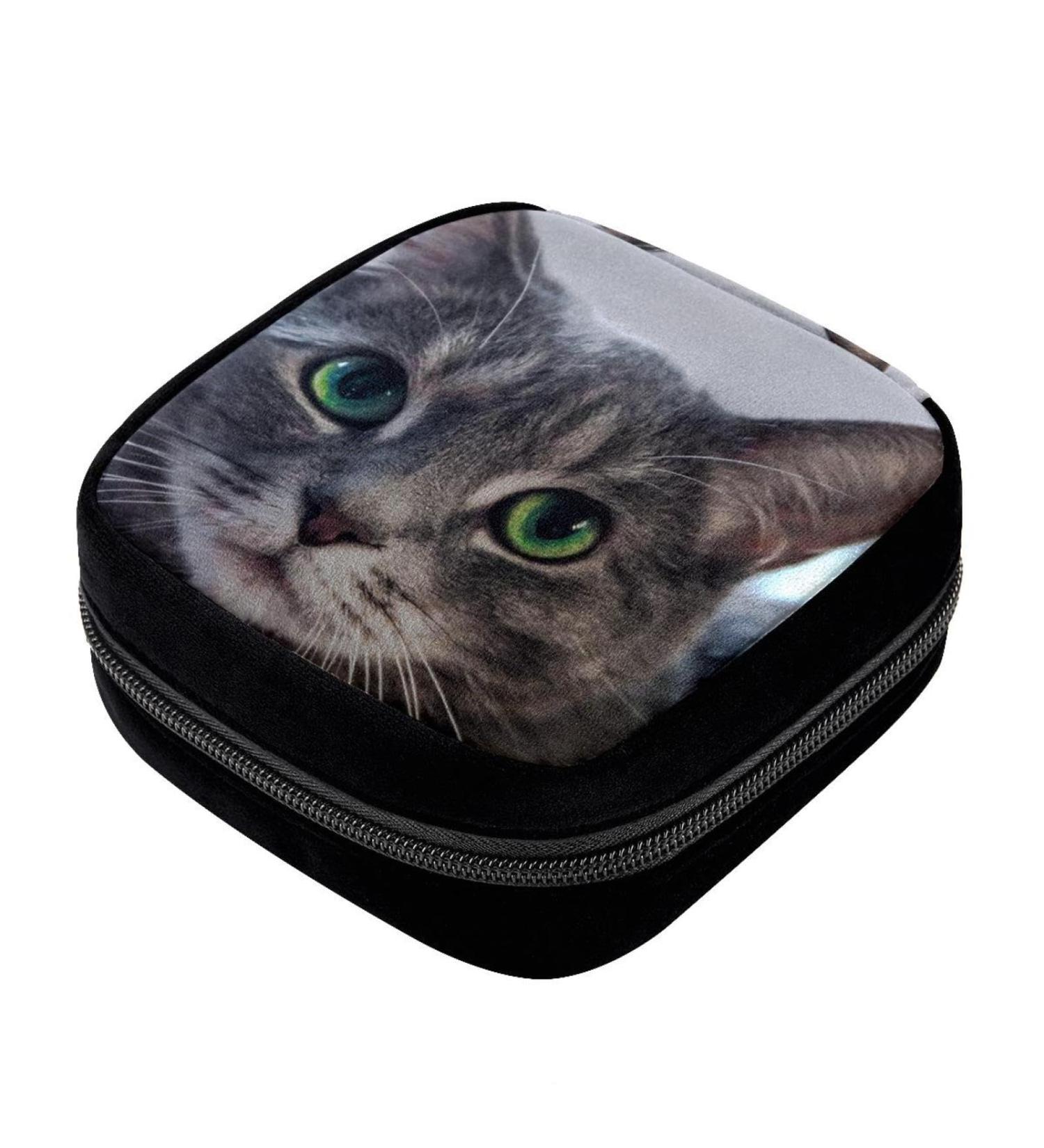 GIAPB Period Bag - Sanitary Napkin Storage & Makeup Pouch - Animal Gray Cat Color - Buy Online on GoSupps.com