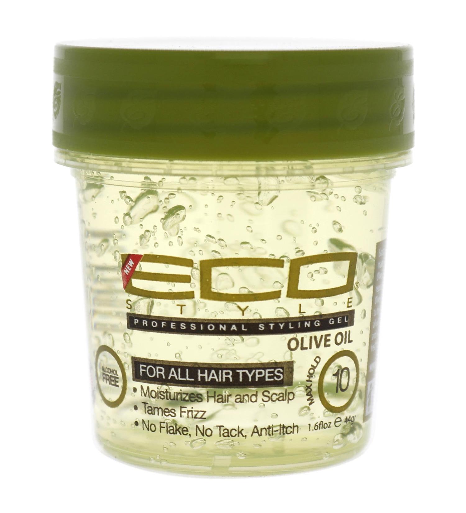 Eco Style Ecoco Gel Olive Oil - 100% Pure Olive Oil - Adds Shine And Tames Split Ends - Weightless Style - Nourishes And Repairs - Adds Moisture To The Scalp - Superior Hold - Healthy Shine - 1.6 Oz