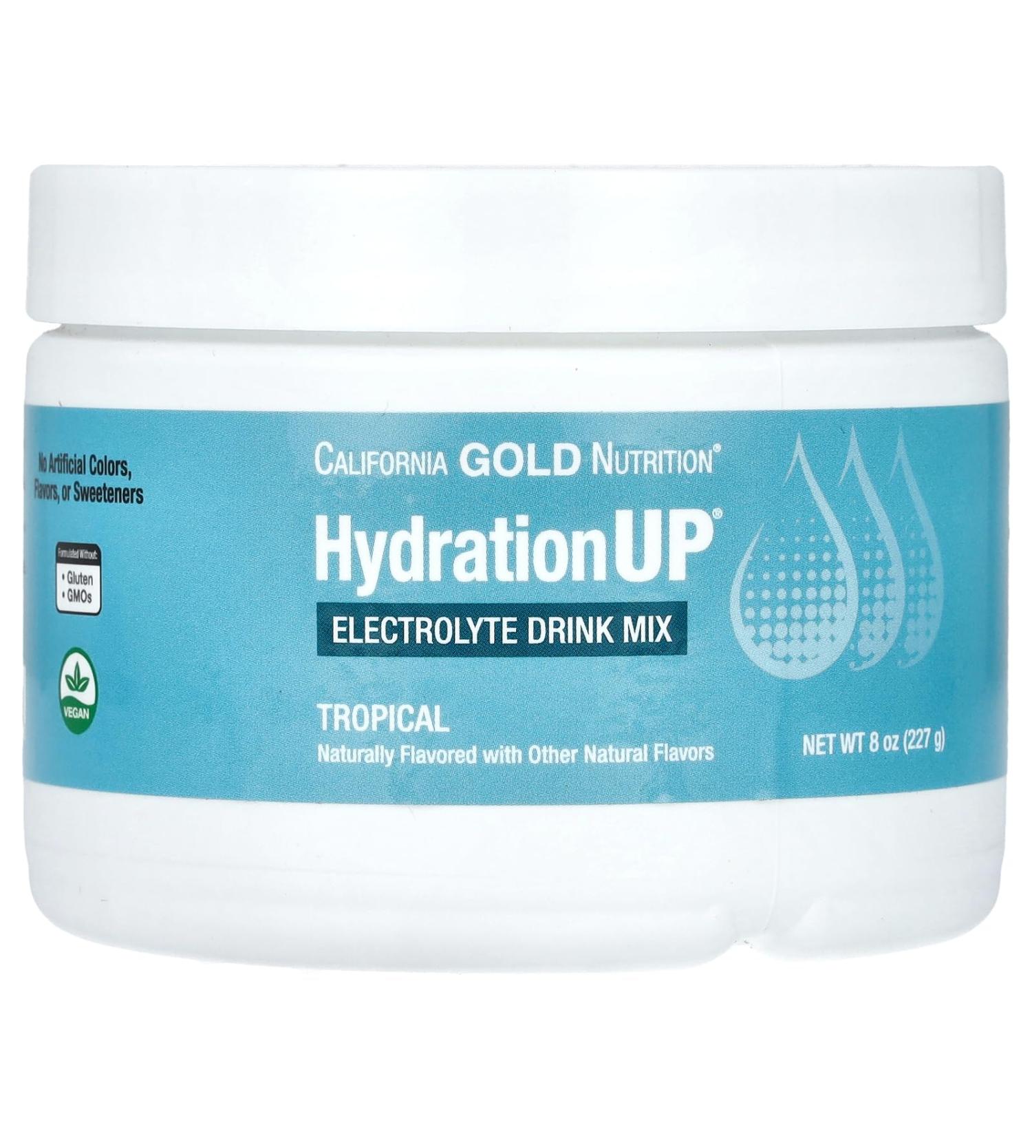California Gold Nutrition HydrationUp Electrolytes Drink - Tropical Flavor 8 oz (227 g) | Boost Hydration & Energy - Buy Online on GoSupps.com