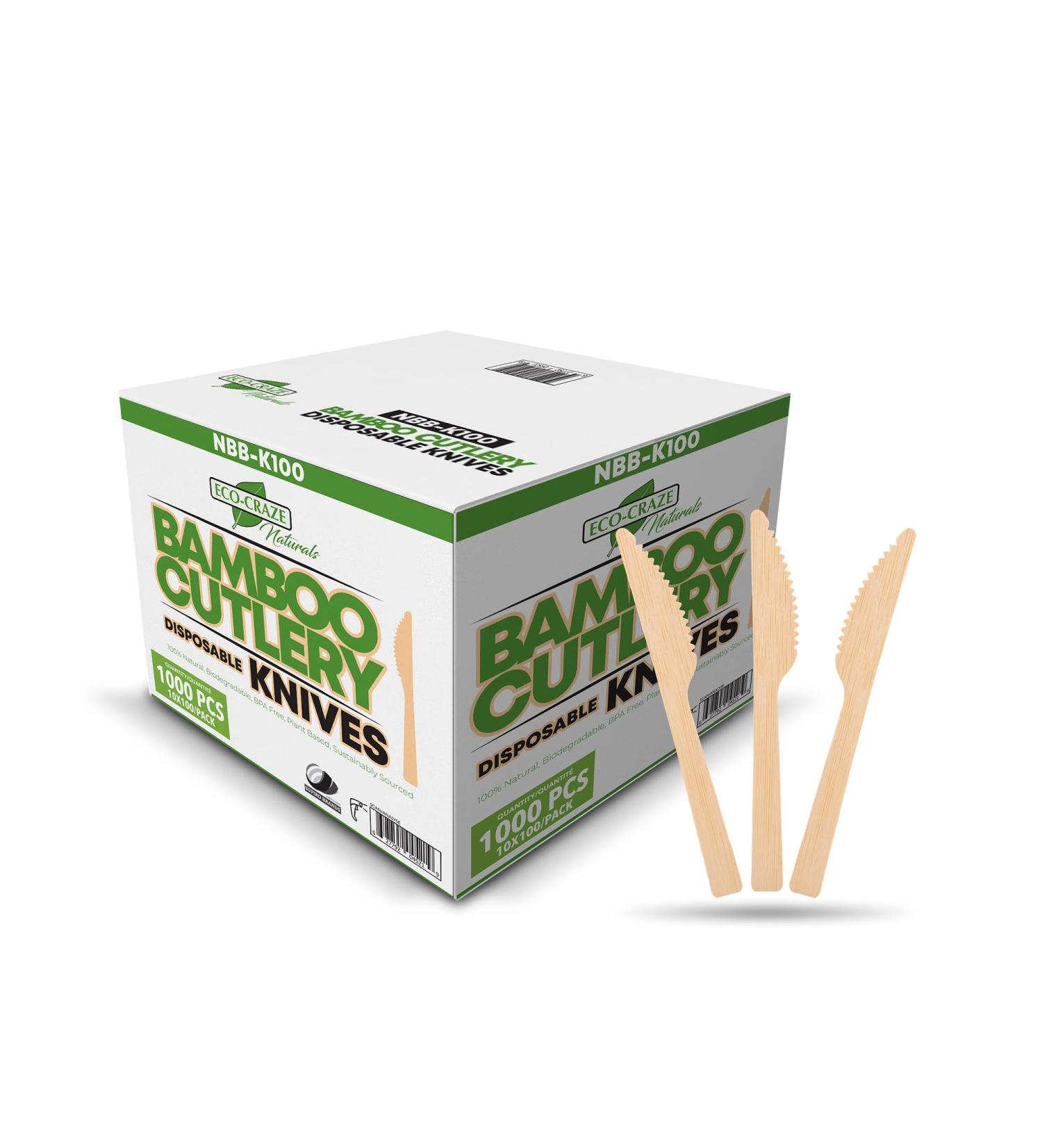 Eco-Craze (1000 Count) Bamboo Disposable Knives 100% Natural & Biodegradable Alternative to Plastic Knives Compostable Bamboo Knives for Party - Buy Online on GoSupps.com