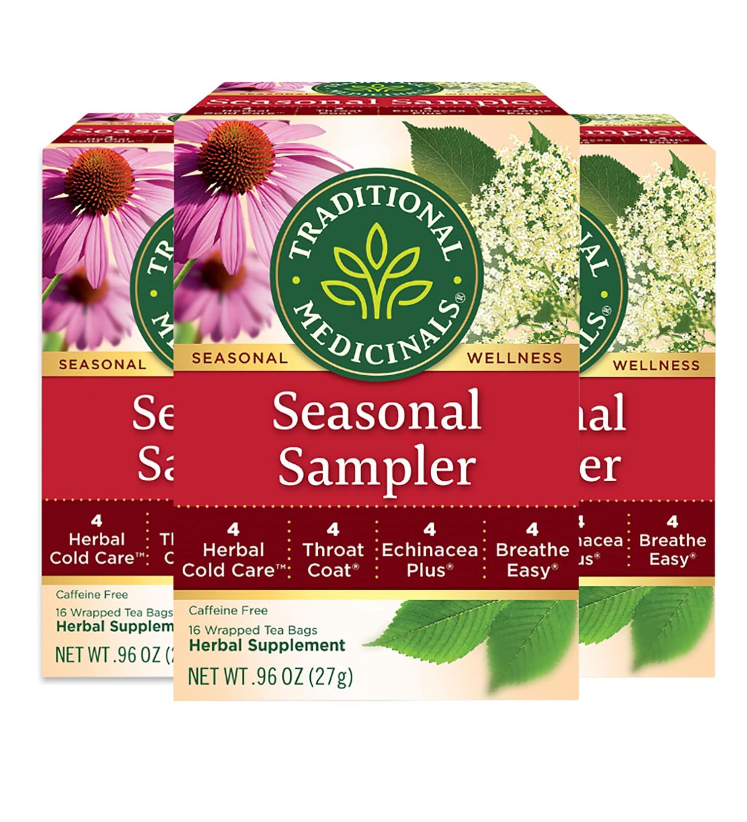 Traditional Medicinals Seasonal Sampler Herbal Tea - 4 Flavor Variety Pack of 3 (48 Tea Bags) - Buy Online on GoSupps.com