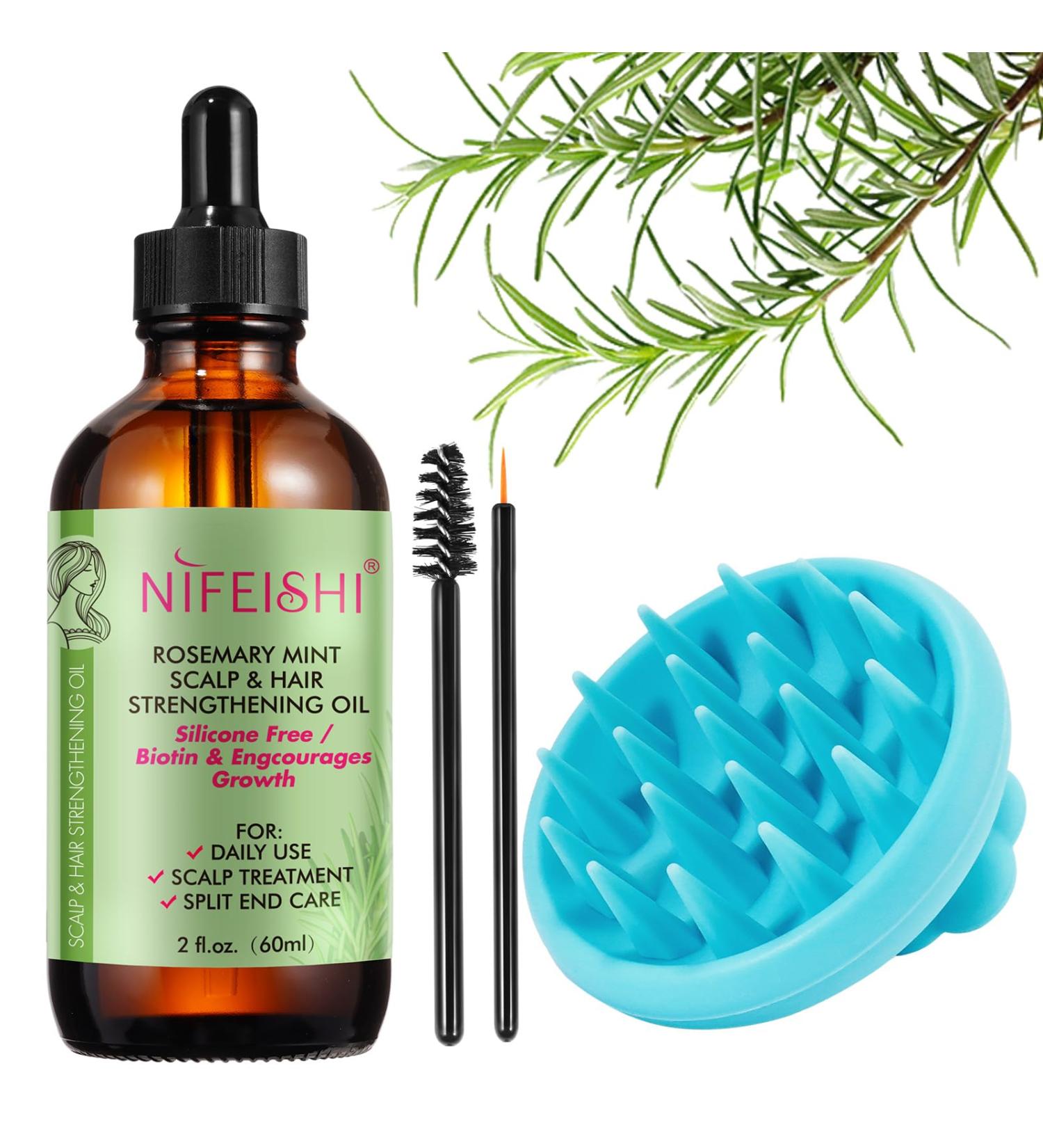 100% Organic Rosemary Oil for Hair Growth | Nourish Scalp & Stimulate Hair Growth with Essential Oil & Massager - Buy Online on GoSupps.com