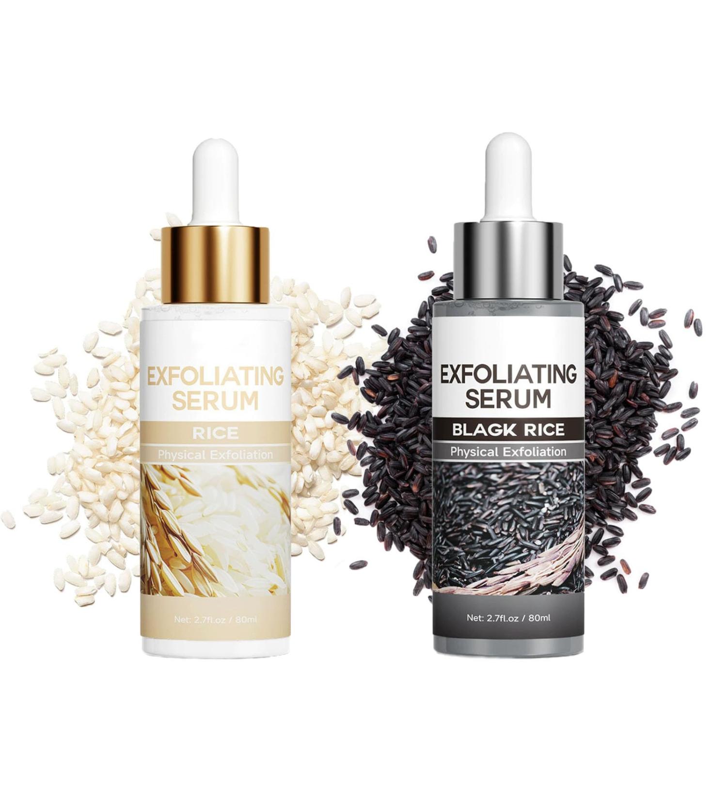 Lot de 2 ampoules exfoliantes avec riz s rum exfoliant au riz blanc et noir duo exfoliant pour une peau clatante | Exfoliant doux pour peau lisse limine les cellules mortes - Buy Online on GoSupps.com