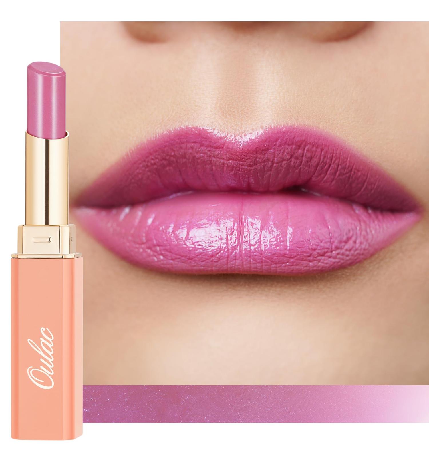 Oulac 2-in-1 Shimmering Lipstick & Lip Balm - Vegan Pink Lip Care for Hydrated Juicy Shiny Lips - S04 Angel - Buy Online on GoSupps.com
