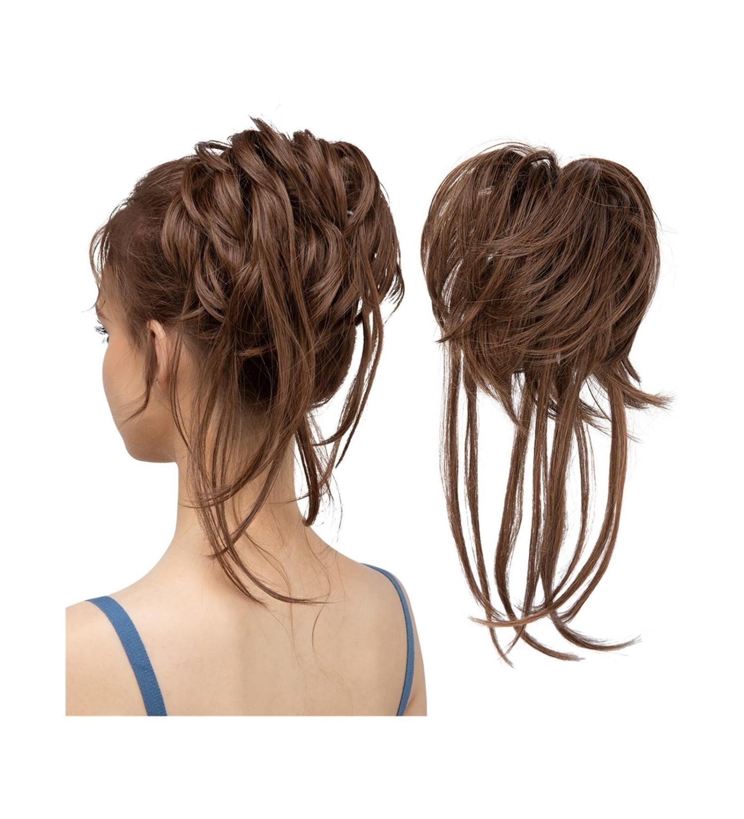 Hair Bun Hairpiece for Women Daily Synthetic Elastic Curly Messy Bun Hairpieces Scrunchie Black Blonde Brown Natural Fake Hair Chignon Band Updo Donut Hair Chignons(4-30) - Buy Online on GoSupps.com