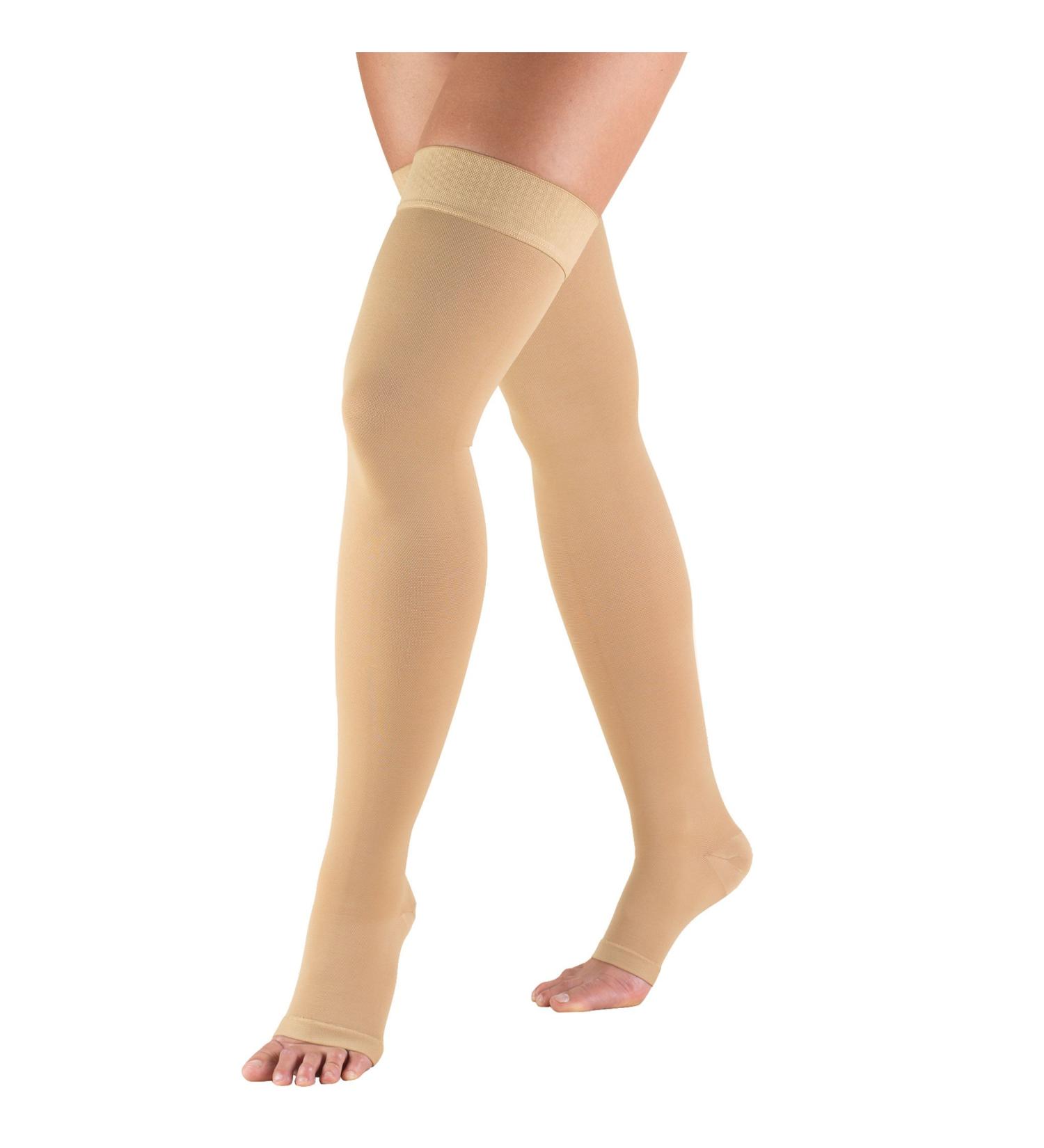 Truform 20-30 mmHg Compression Stockings - Thigh High Dot-Top, Open Toe - Beige, Medium (1 Pair) - Buy Online on GoSupps.com