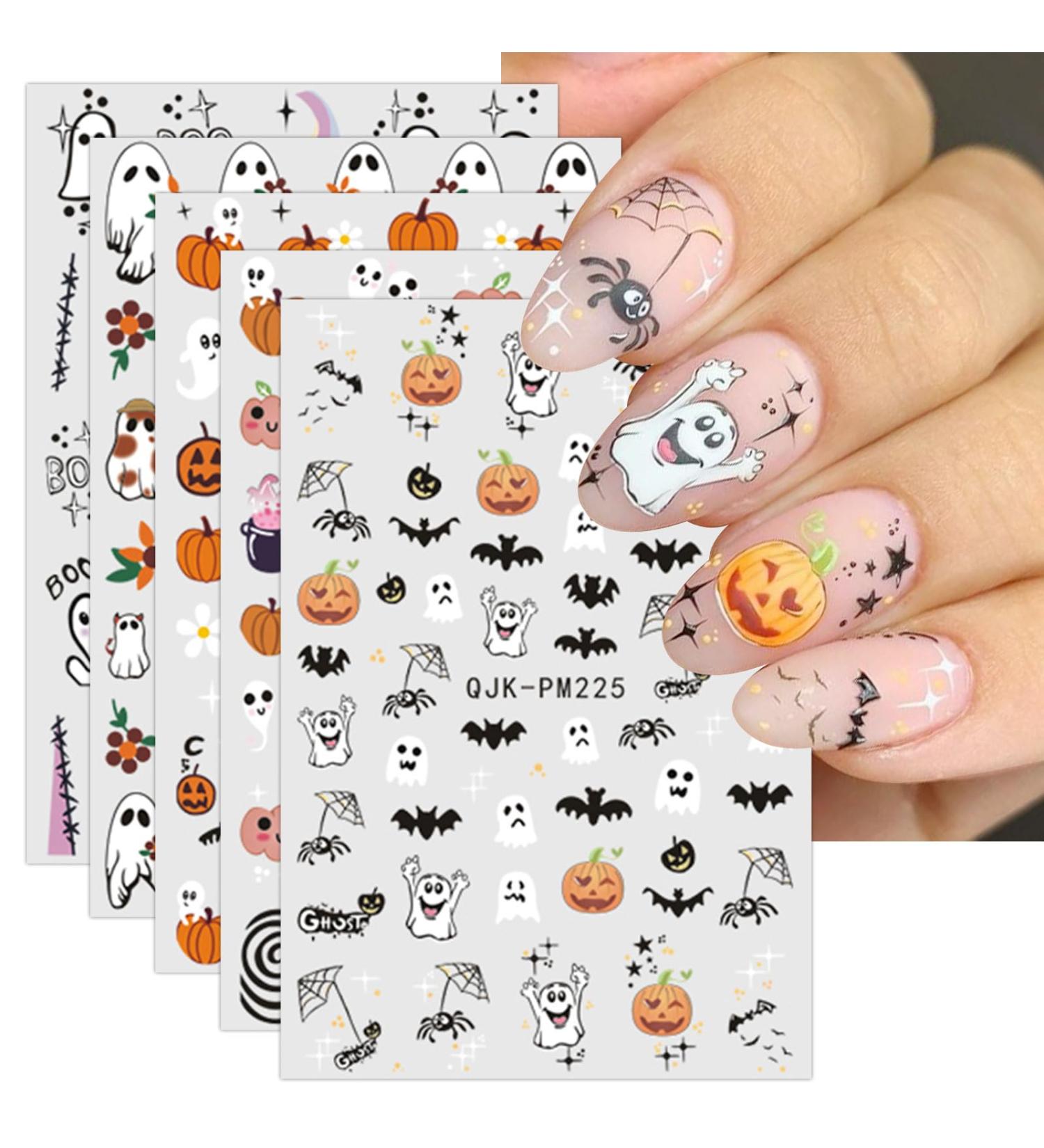 JMEOWIO 9 Sheets Halloween Nail Art Stickers Decals Self-Adhesive Cute Bat Ghost Nail Supplies Nail Art Design Decoration Accessories - Buy Online on GoSupps.com