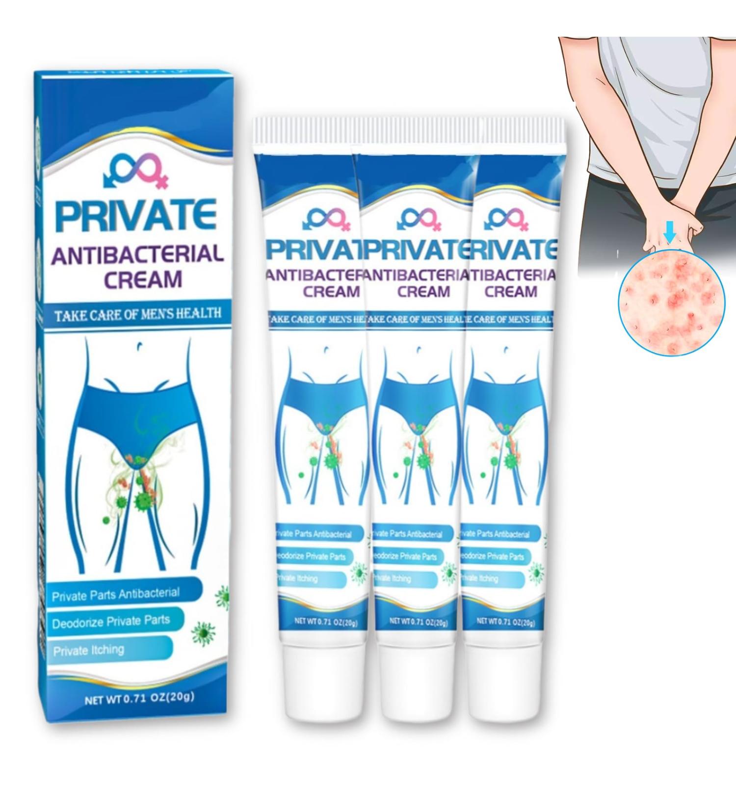 Private Antibacterial Cream 20g Fast Relieves The Itching Burning Cracking Feeling and Remove Smell External Use Itchy Body Cream for Men (3Pcs) - Buy Online on GoSupps.com