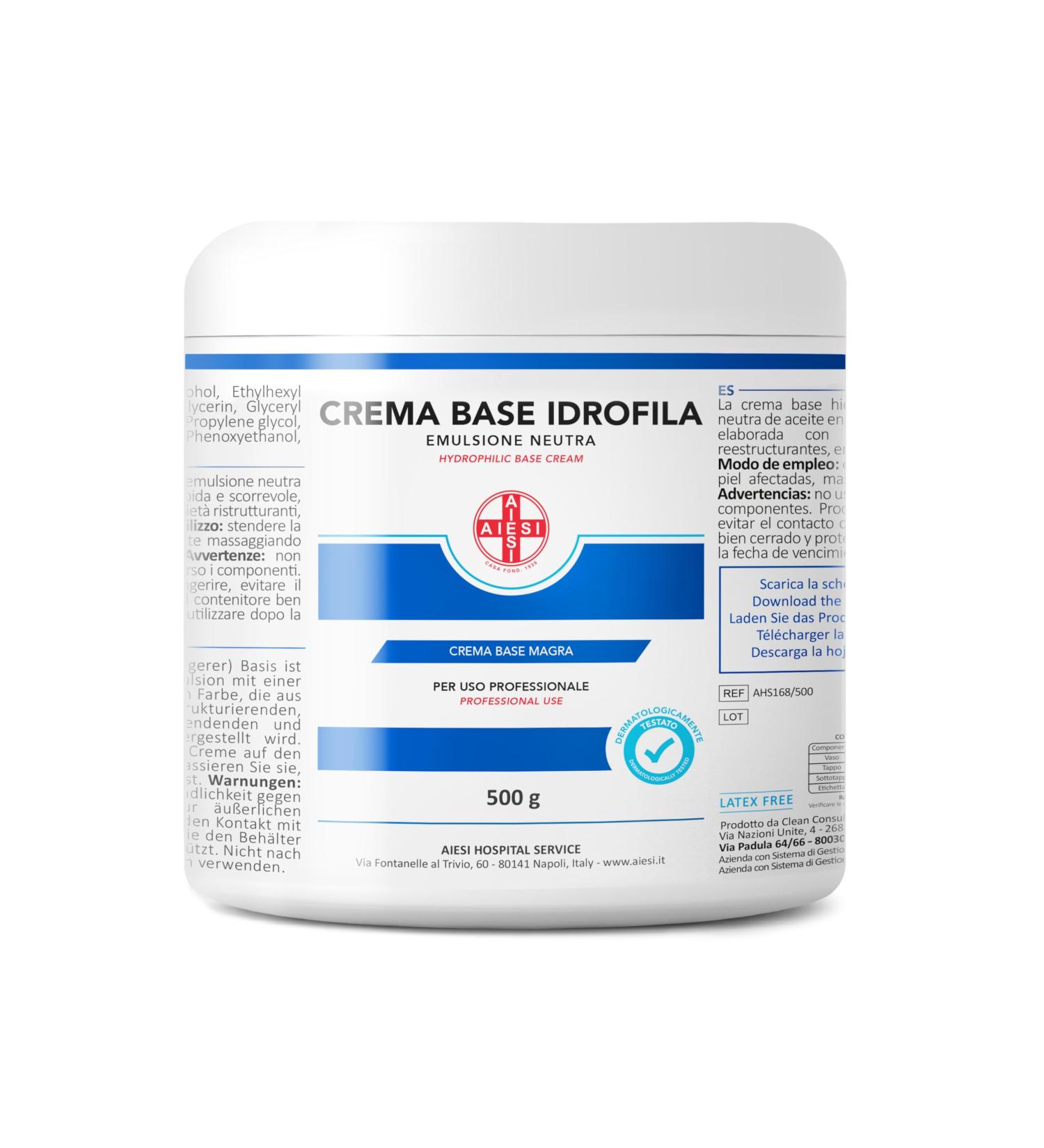 AIESI Pure hydrophilic base cream lean neutral emulsion (500 g flak) Ideal for pharmaceutical cosmetic and dermatological use Made in Italy - Buy Online on GoSupps.com