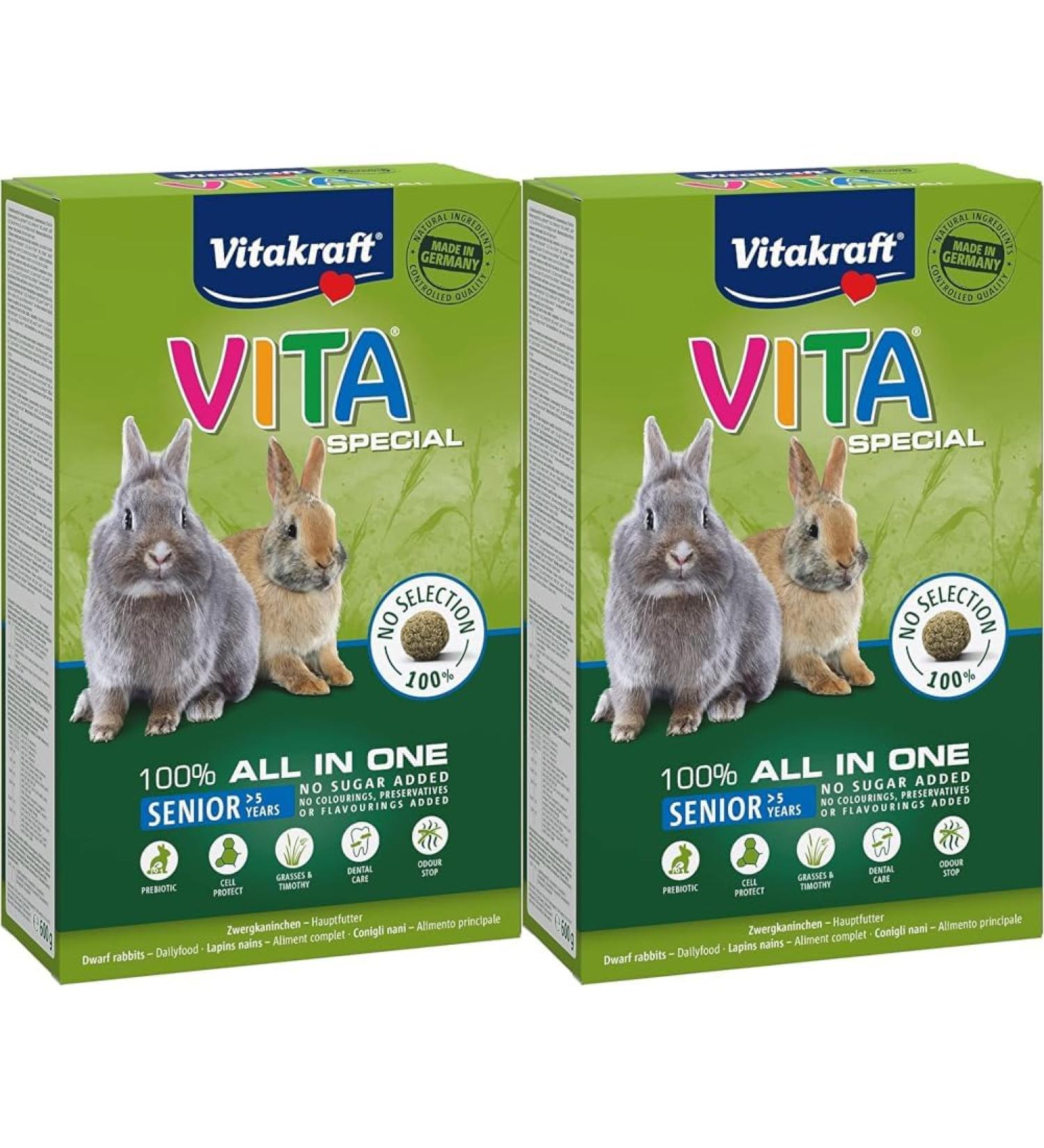 Vita Power Vita Special Senior Feed for Older Dwarf Rabbits - Omega Fatty Acids No Added Sugar - 600g (2-Pack) - International Shipping Available - Buy Online on GoSupps.com