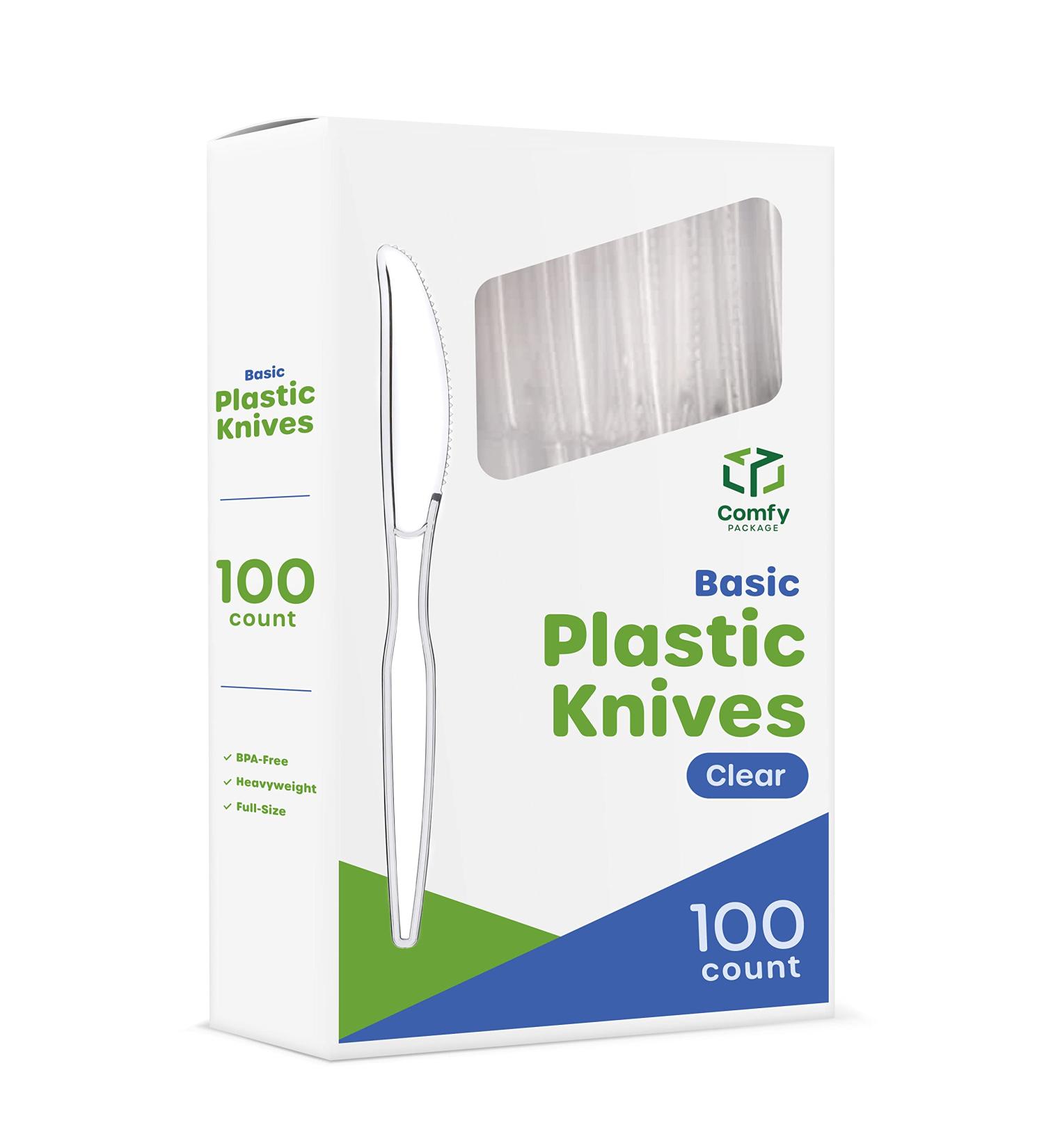 Comfy Package 100 Pack Heavy Duty Disposable Basic Plastic Knives - Clear - Buy Online on GoSupps.com