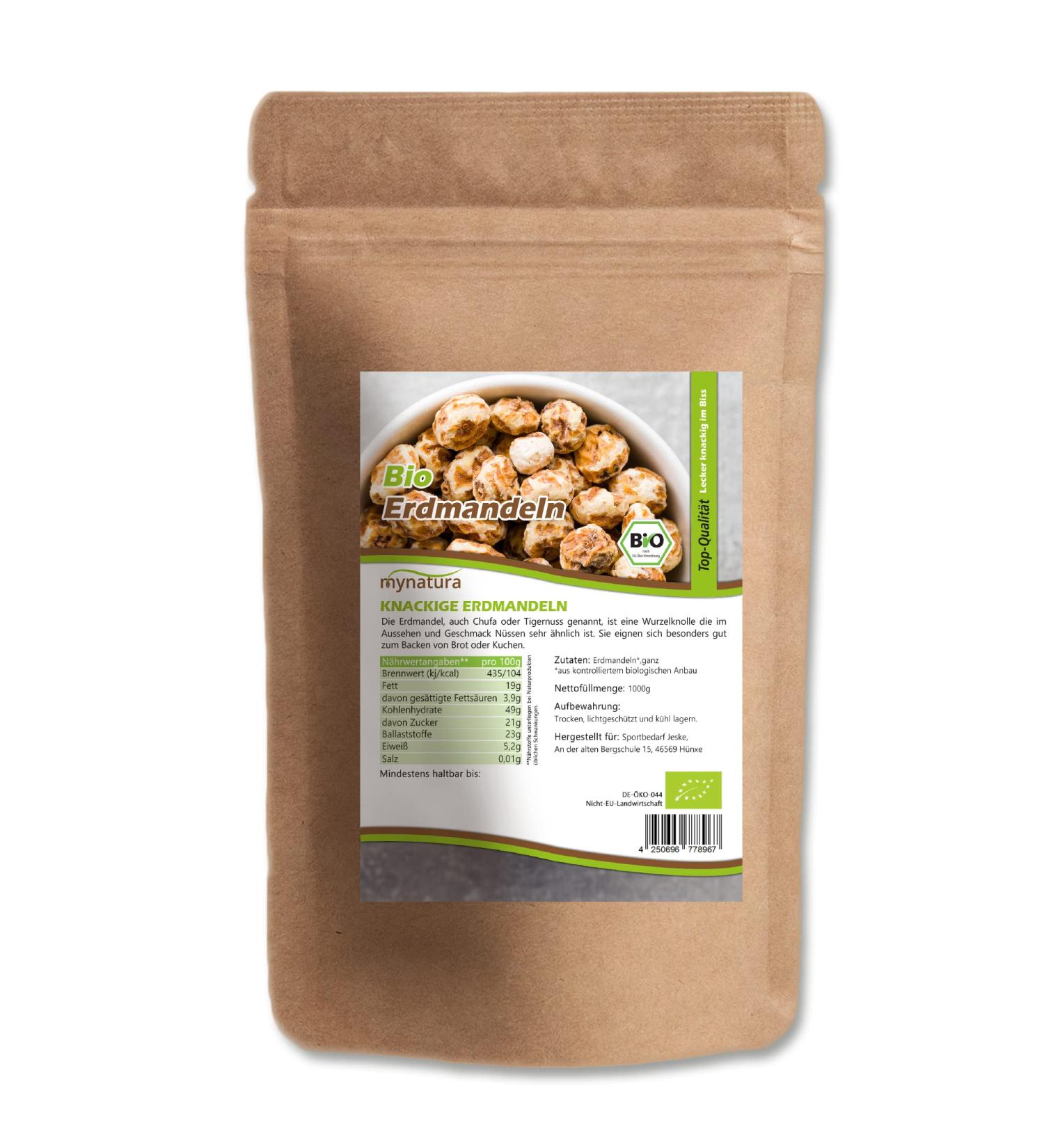 Mynatura Organic Almonds - Whole Nuts | Healthy Fats for Cakes Muffins & Breakfast | 1000g Bio Product - Buy Online on GoSupps.com