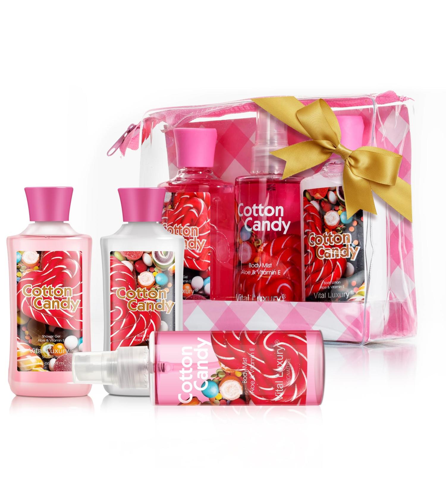 Vital Luxury Bath and Body Gift Set Cotton Candy Scented 3-Piece Travel Size Collection Shower Gel Body Lotion Body Mist 3 Fl Oz Each (Cotton Candy) - Buy Online on GoSupps.com
