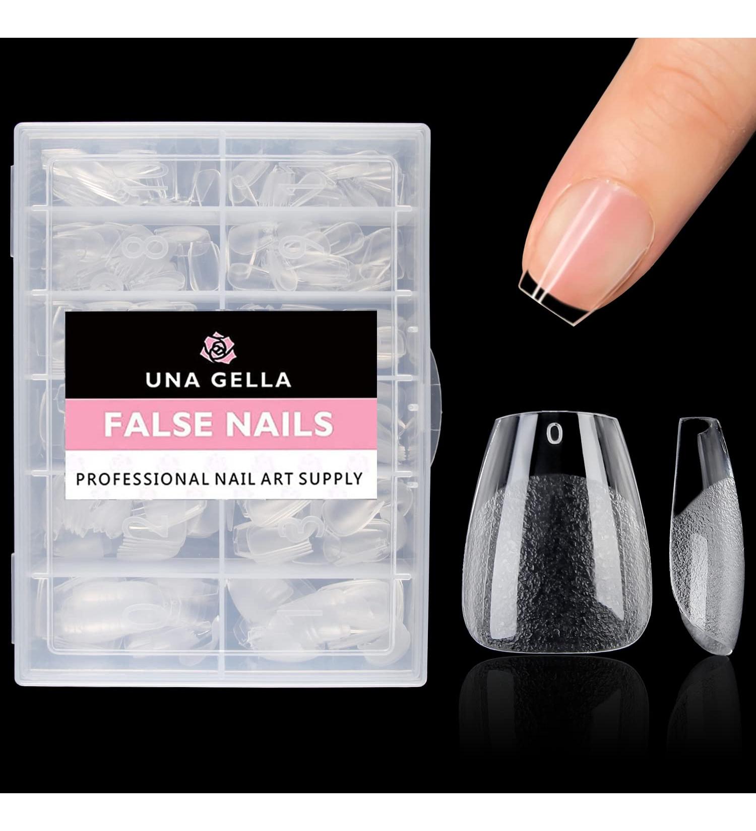 UNA GELLA 216pcs Extra Short Coffin Nails - Pre-shaped Press on Tips for Full Cover Acrylic & Gel - 12 Sizes for DIY Nail Extensions - Salon Quality Short Fake Nails - Buy Online on GoSupps.com