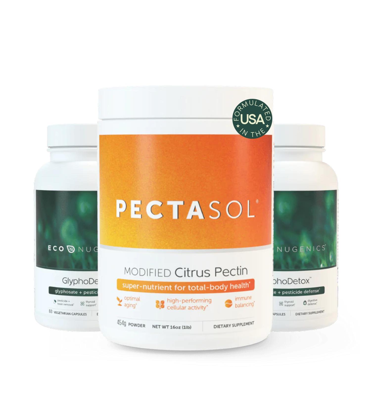 EcoNugenics Detox Rescue Supplement Bundle for Men & Women PectaSol Modified Citrus Pectin Fiber + 2 GlyphoDetox Bottles Safely Removes Pesticides & Agricultural Toxins Offers Total-Body Support - Buy Online on GoSupps.com