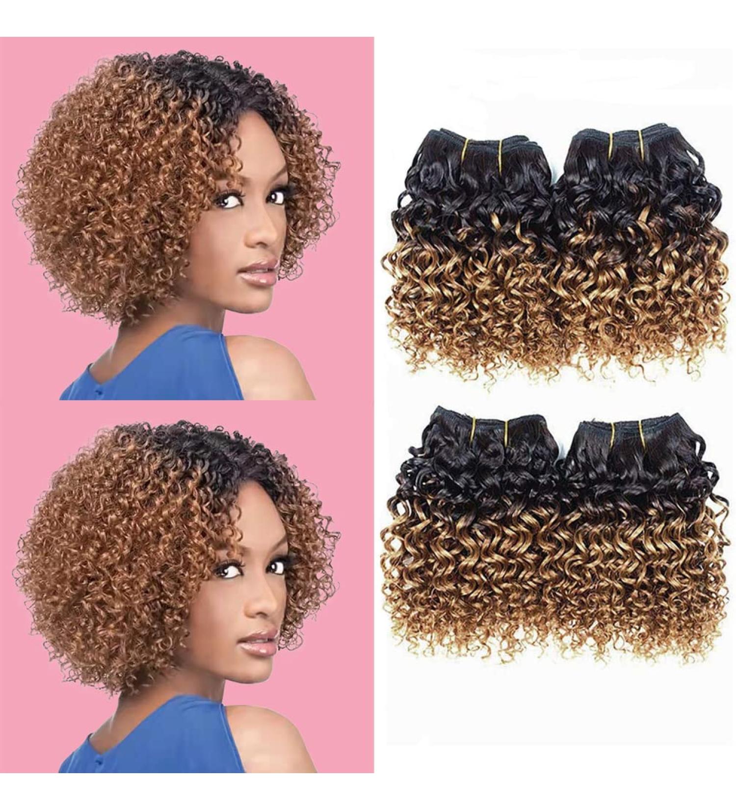 Kinky Curly 8 Inch Human Hair Bundles - 1B/30 Brazilian Virgin Hair - 50g/Bundle - 4 Bundle Pack | Curly Hair Extensions - Buy Online on GoSupps.com