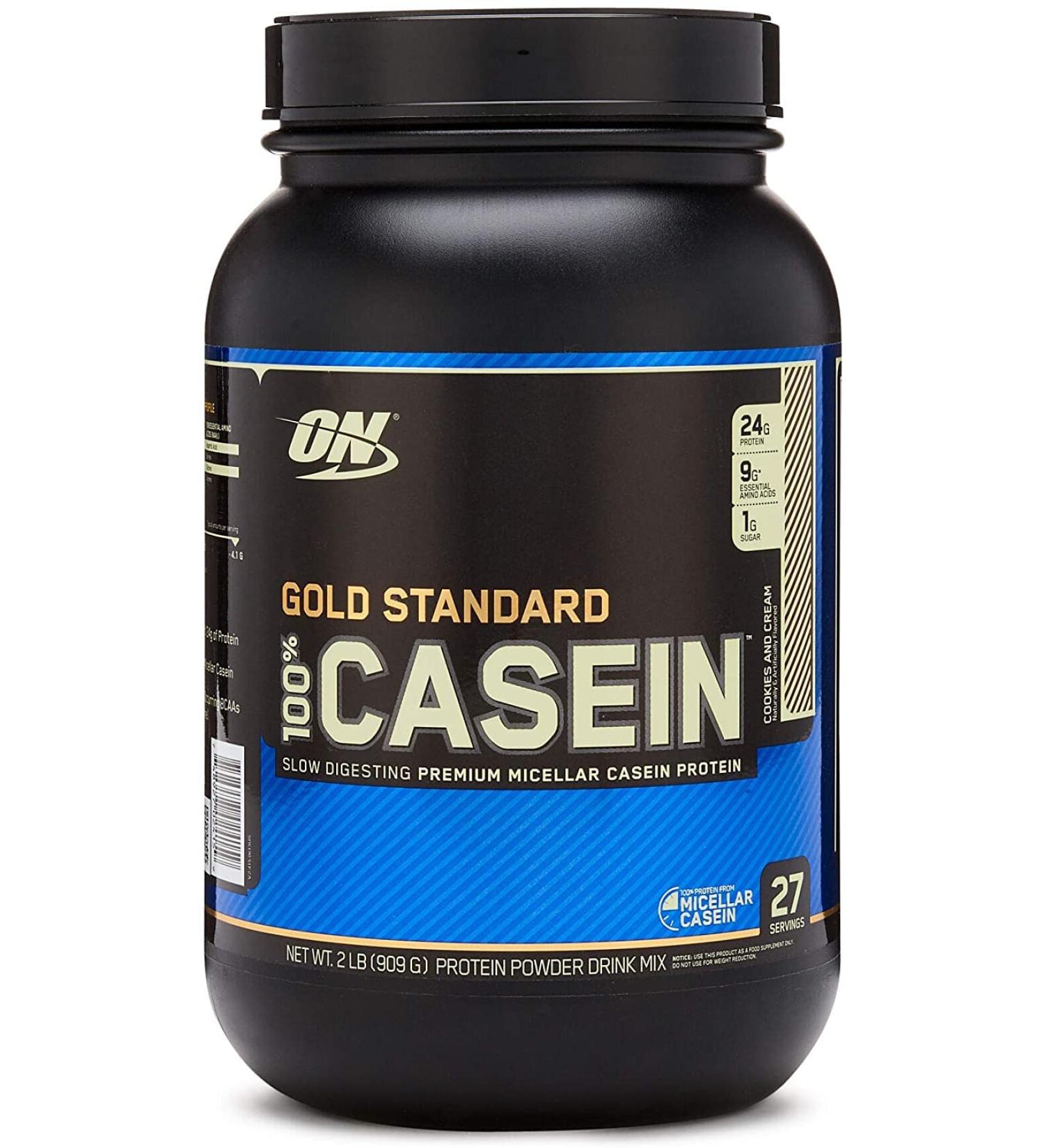 Optimum Nutrition Gold Standard Casein Protein Powder with Glutamine and Amino Acids. Protein Shake by ON - Cookies & Cream 28 Servings 896g