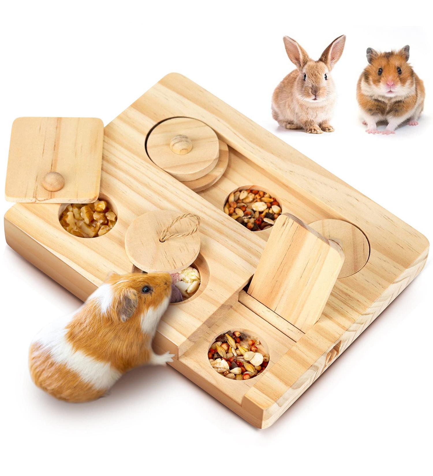 OVERTANG 6-in-1 Wooden Interactive Foraging Toy for Small Animals - Ideal for Hamsters, Guinea Pigs, Rabbits, Chinchillas, Rats, and Gerbils - Buy Online on GoSupps.com