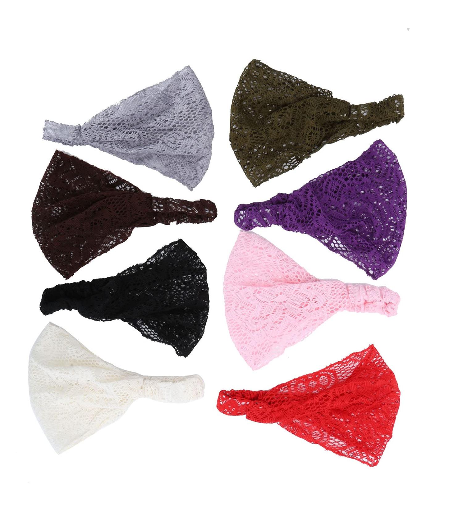 8 Pieces Lace Headbands for Women & Girls | Elegant Elastic Hairwraps | Fashion Hair Accessories | 8 Colors - Buy Online on GoSupps.com