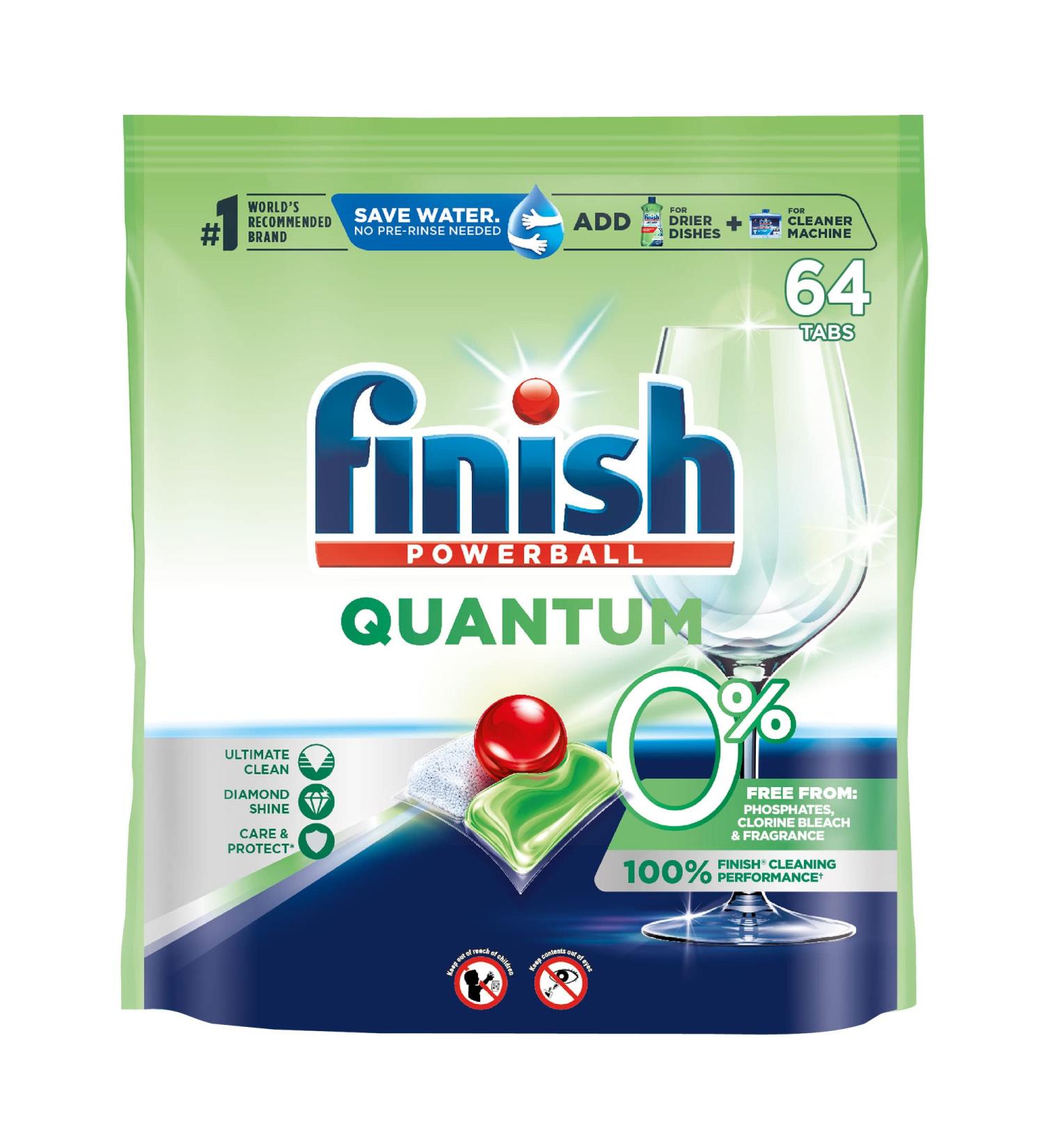 Finish Quantum 0% 64 ct. Powerball Dishwasher Detergent Tabs - Buy Online on GoSupps.com