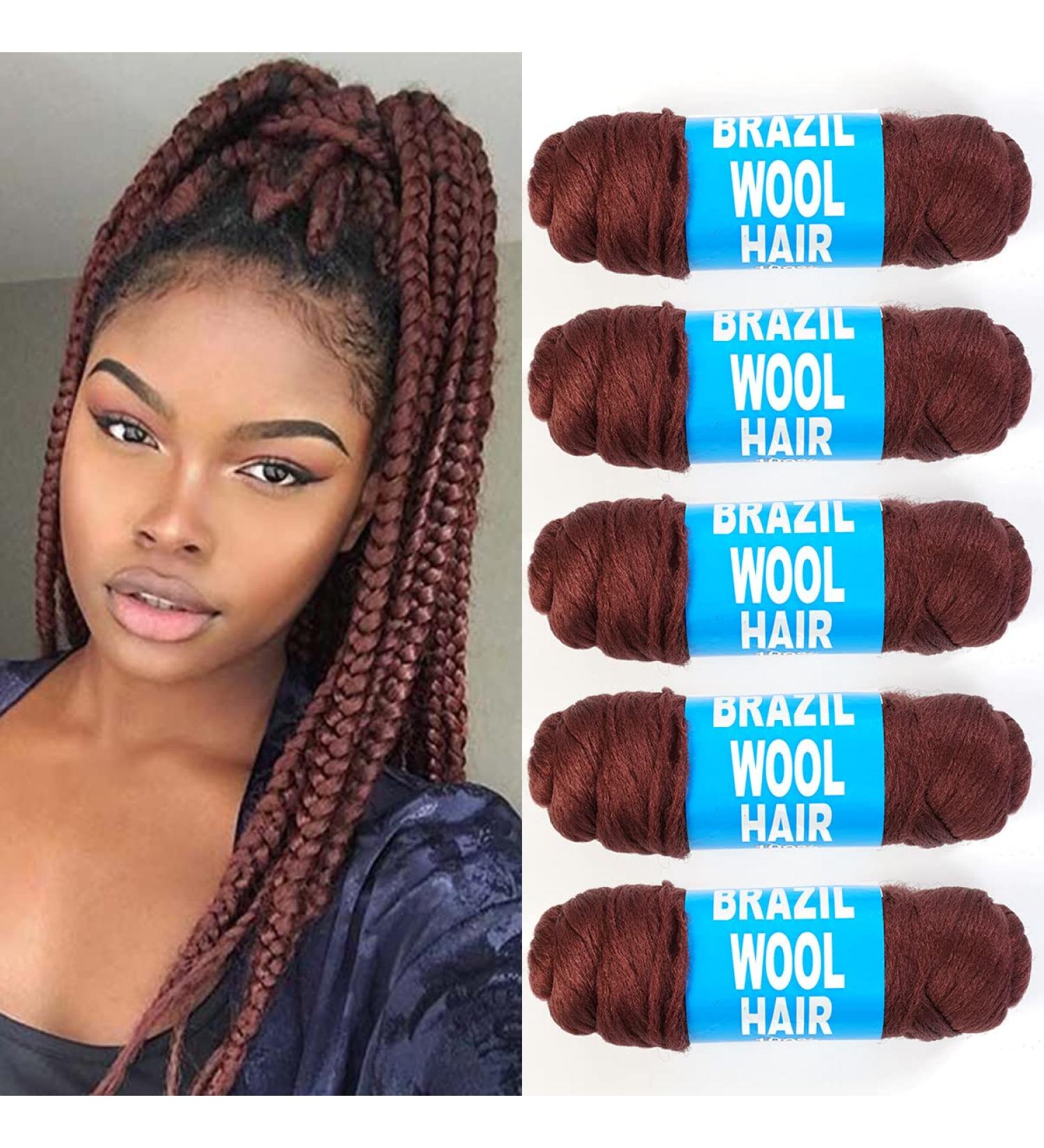 Brazilian Yarn Wool Hair for Braids - 100% Acrylic African Crochet Braiding Hair - Pack of 5 Reddish Brown Yarn Hair for Senegalese Twist, Box Braids, Faux Locs - Buy Online on GoSupps.com