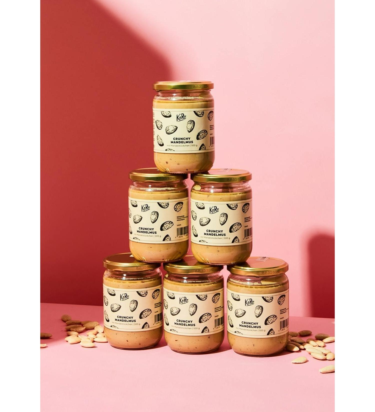 Koro Crunchy Mandelmus 6x500g | Creamy Almond Spread with Roasted Pieces | Vegan Protein Topper | No Additives - Shop Now! - Buy Online on GoSupps.com