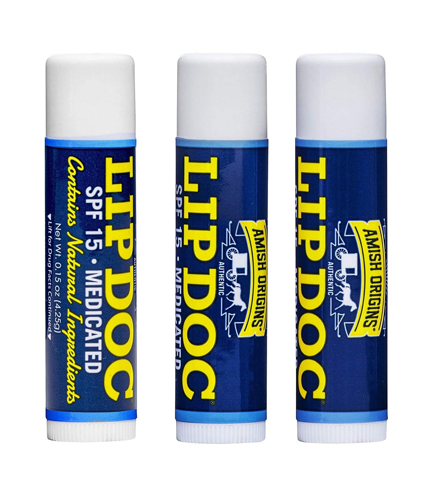 Amish Origins Lip Doc SPF 15 Medicated Lip Balm (3 PACK) - Deep Moisturizing and Healing Formula - Buy Online on GoSupps.com