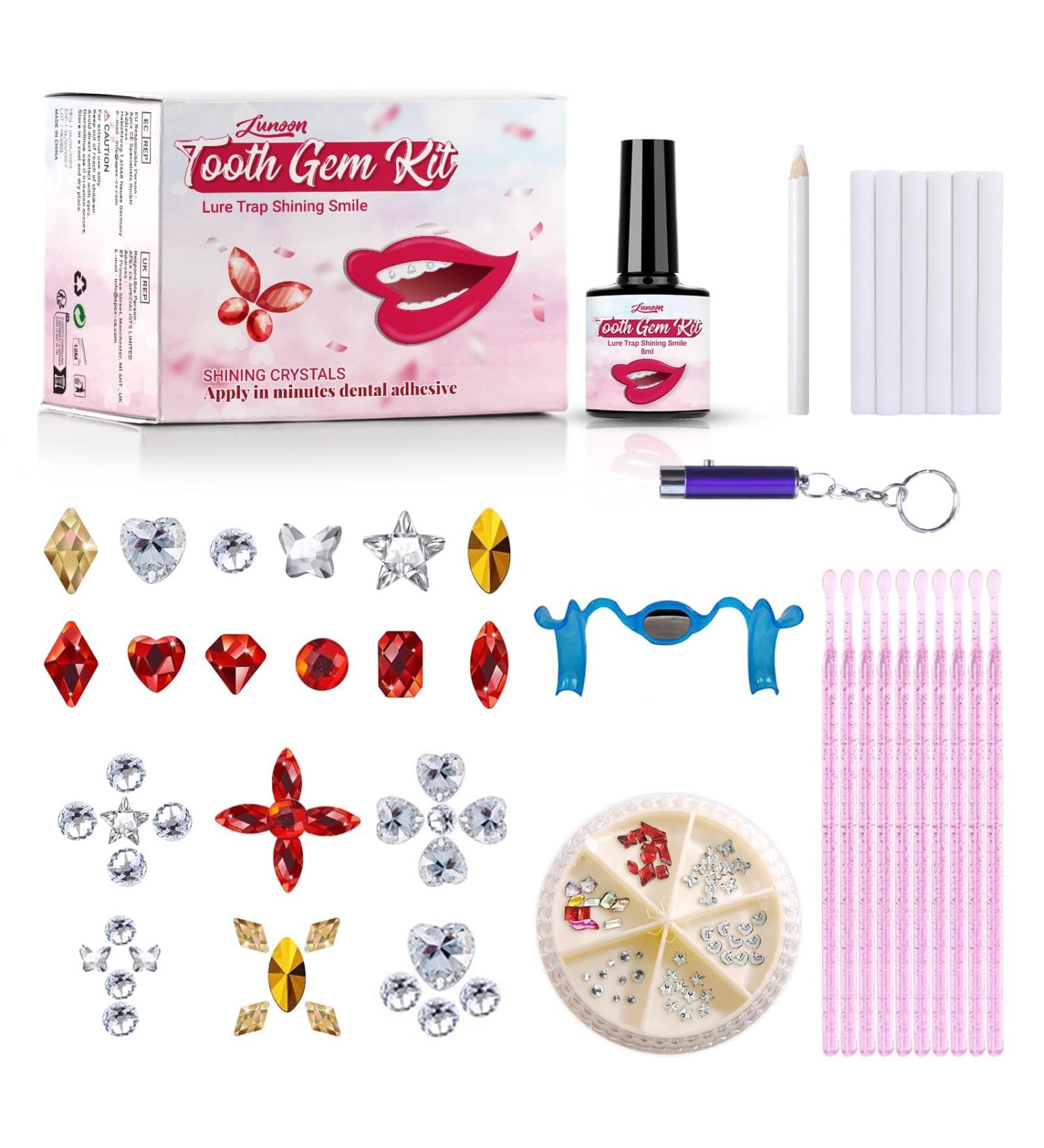 Tpyag Dental Rhinestones Dental Rhinestone Kit Crystal Decoration Set for Teeth Removable Shiny Tooth Ornaments Dental Decor - Buy Online on GoSupps.com