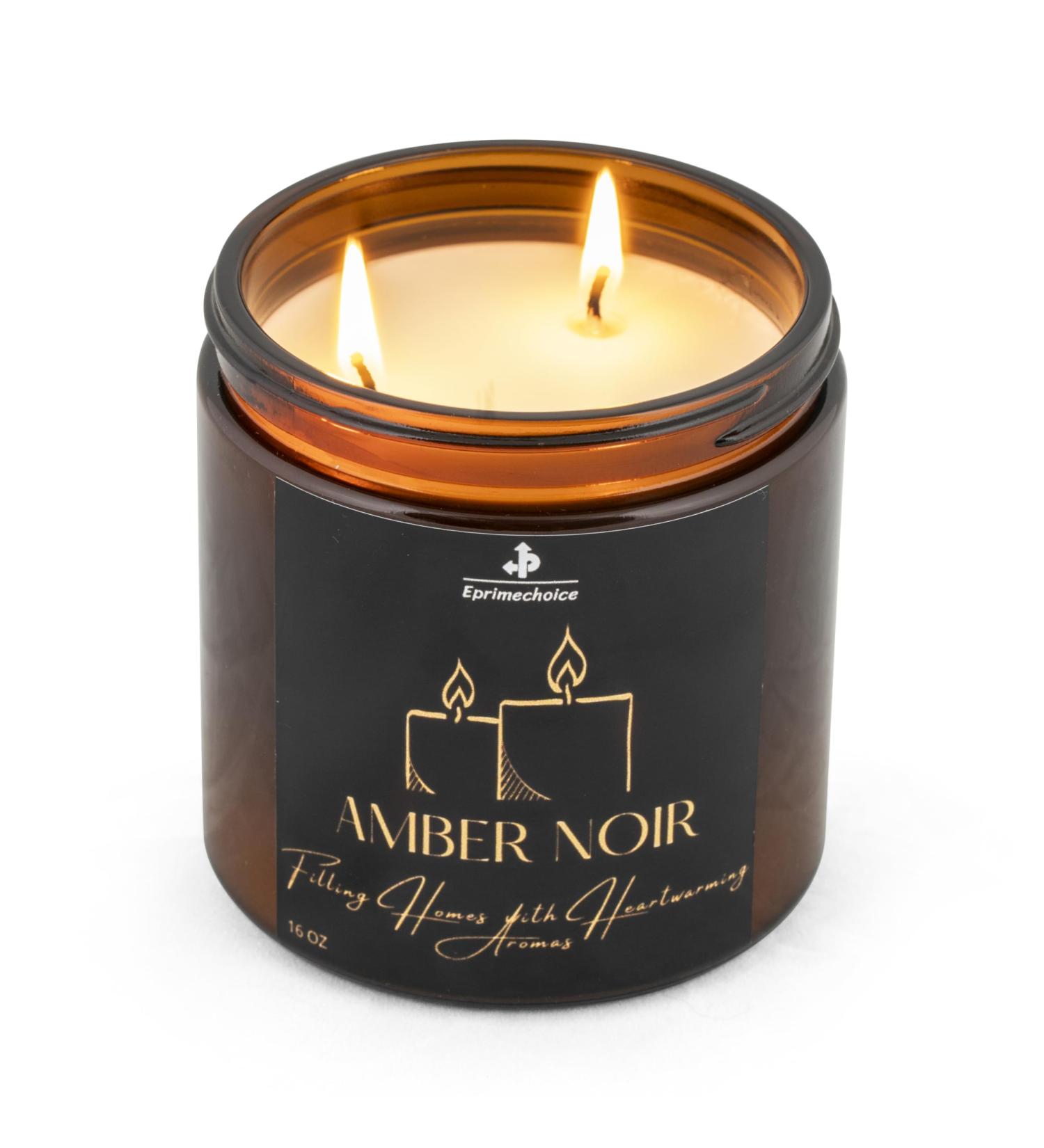 Luxury Amber Noir Scented Candle - Handcrafted Aromatherapy Soy Wax Candle | 16oz Amber Jar | Perfect Housewarming Gift for Men & Women - Buy Online on GoSupps.com