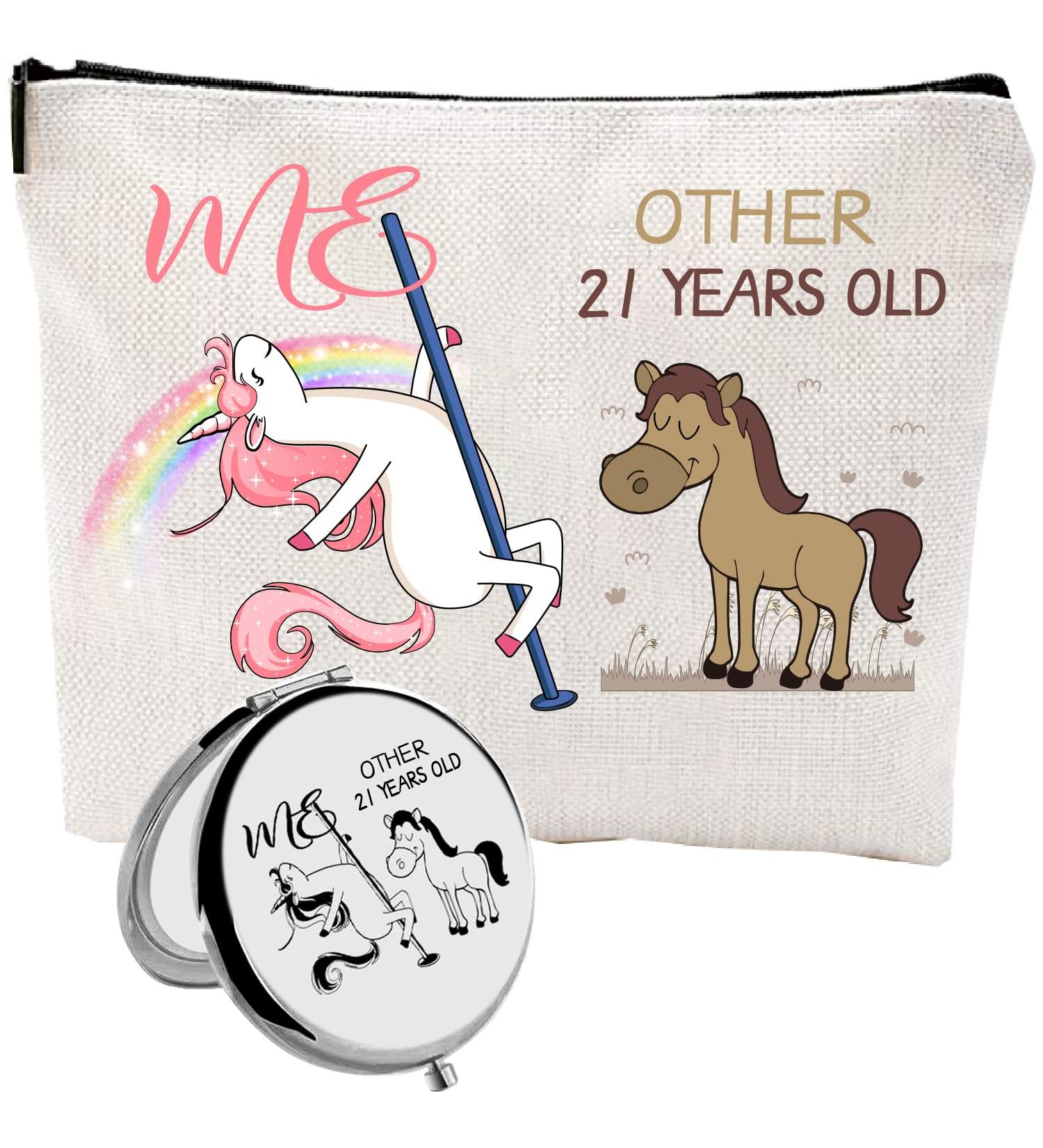 21 Year Old Unicorn Gift Set for Her | Birthday Gifts & Decorations for 21st Women | Makeup Bag Included - Buy Online on GoSupps.com