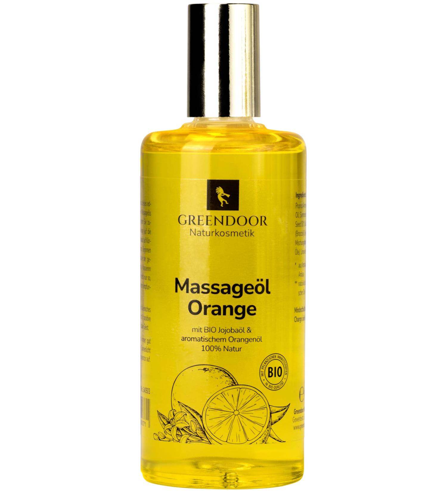 Greenendoor Orange Massage Oil 100ml | Pure Organic Jojoba & Natural Orange Oil | Relaxation & Stretch Mark Care | Natural Cosmetics Gift - Buy Online on GoSupps.com