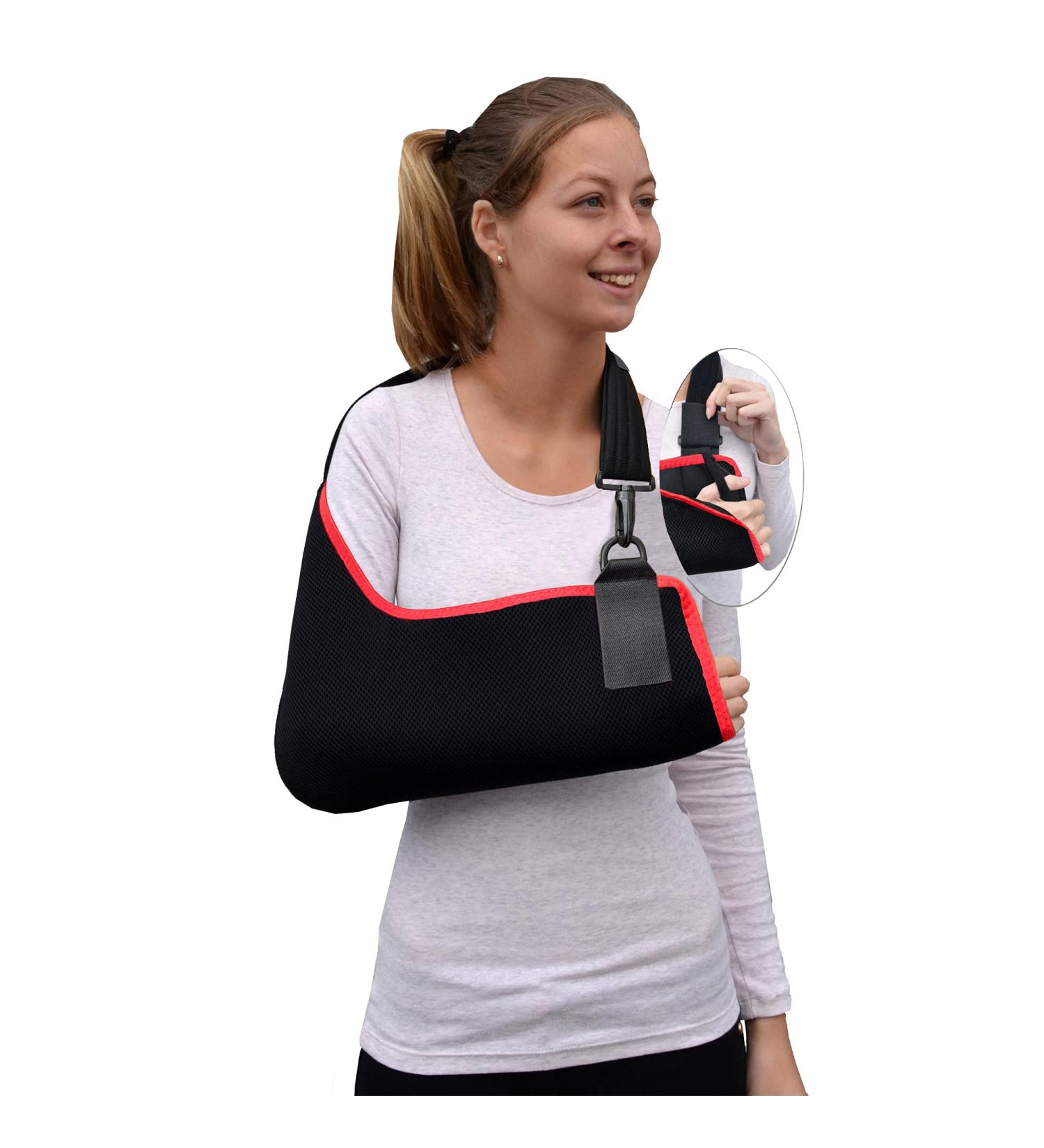 4DflexiSPORT Arm Sling Adult - S Black/Red | Easy Fit, Cooling Fabric Technology | Fits Left or Right Arm | Feel Safe & Secure - Buy Online on GoSupps.com
