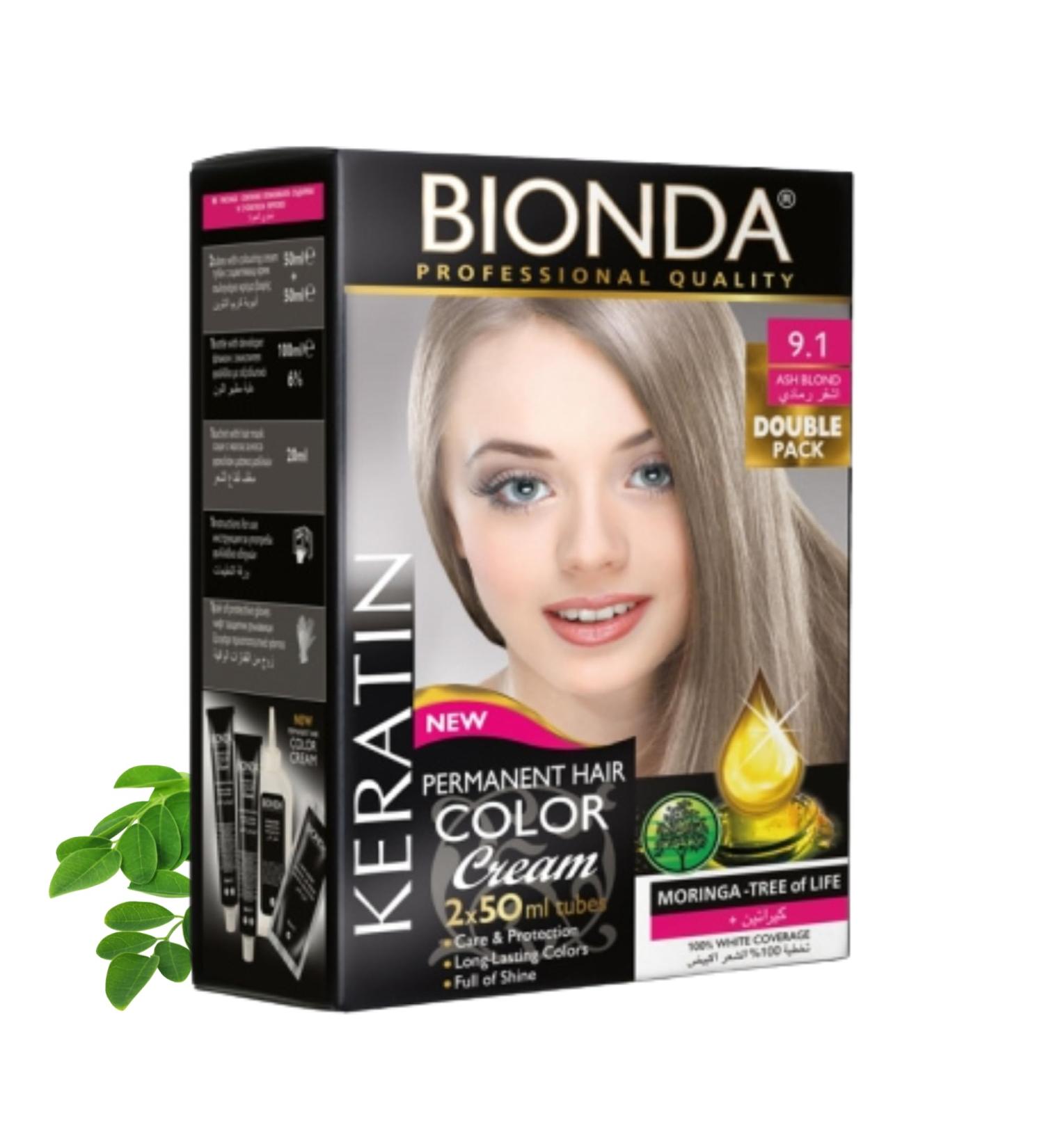  Bendida Bionda 2 x Colour Cream 9.1 Ash Blonde 200 ml | Keratin and Moringa Care | Long-Lasting Intense Colour with Shine | 100% Hair Coverage - Buy Online on GoSupps.com