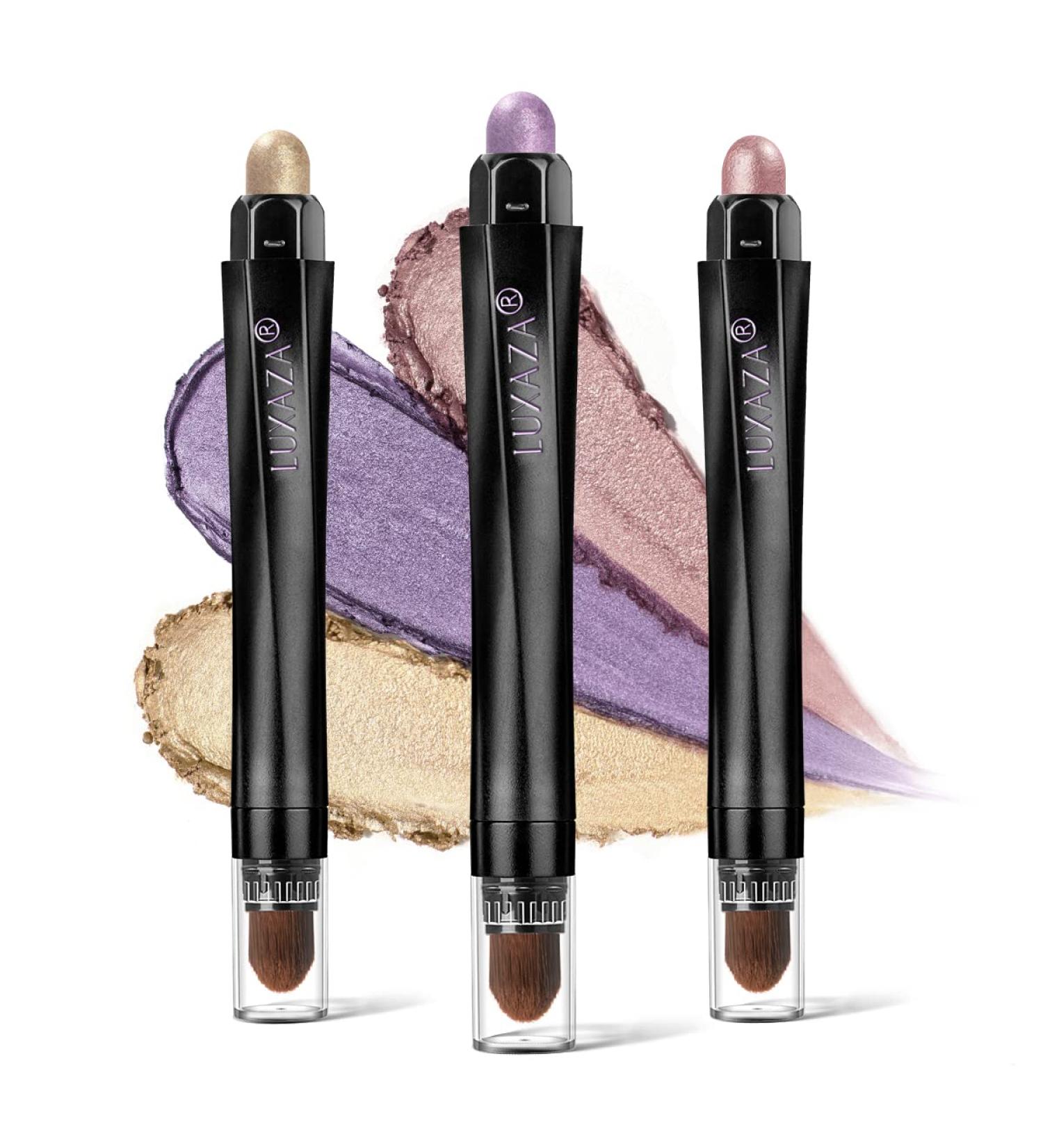 LUXAZA 3PCS Cream Eyeshadow Stick Set | Eye Brightener & Highlighter Makeup Pen | Waterproof & Long Lasting Neutral Shades | A8 - Colorful Clouds - Buy Online on GoSupps.com