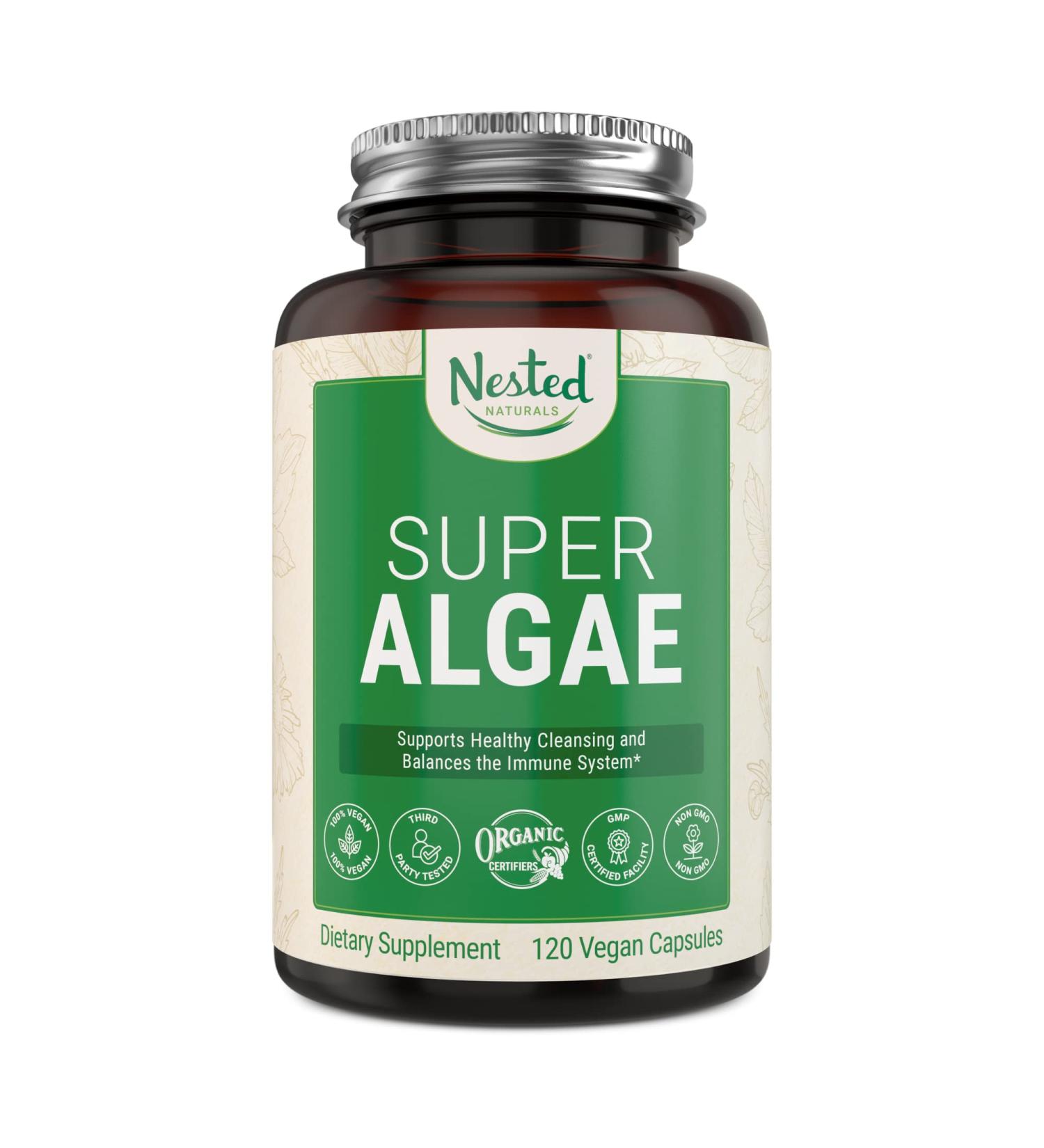 Organic Spirulina & Chlorella Vegan Capsules: Blue Green Algae Powder Supplement for Energy, Immune System & Gut Health - Non-GMO - Buy Online on GoSupps.com
