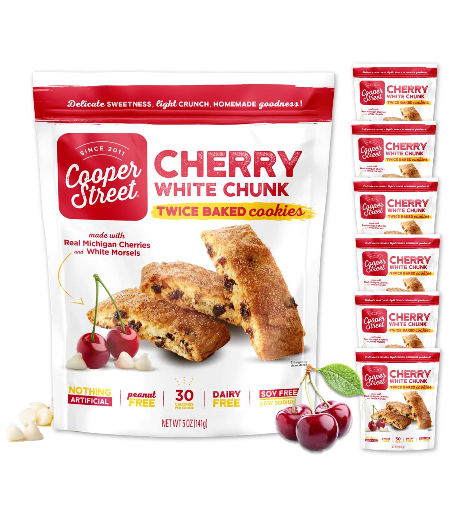Cooper Street All-Natural Dairy & Peanut Free Biscotti Cookies - White Chunk Michigan Cherry 5oz (Pack of 6) - Buy Online on GoSupps.com