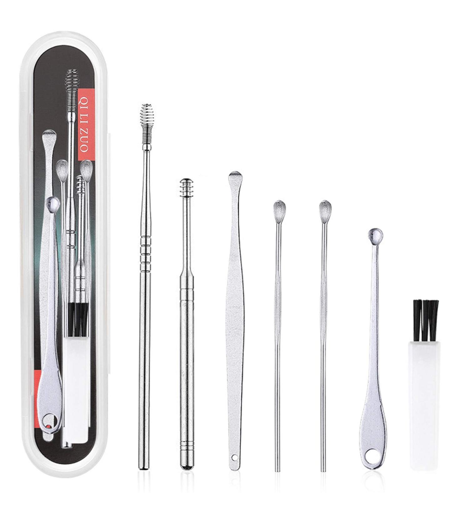 Rpanle Ear Cleaner Set - 7 Stainless Steel Ear Wax Removal Tools for Adults & Kids with Storage Box | International Shipping - Buy Online on GoSupps.com