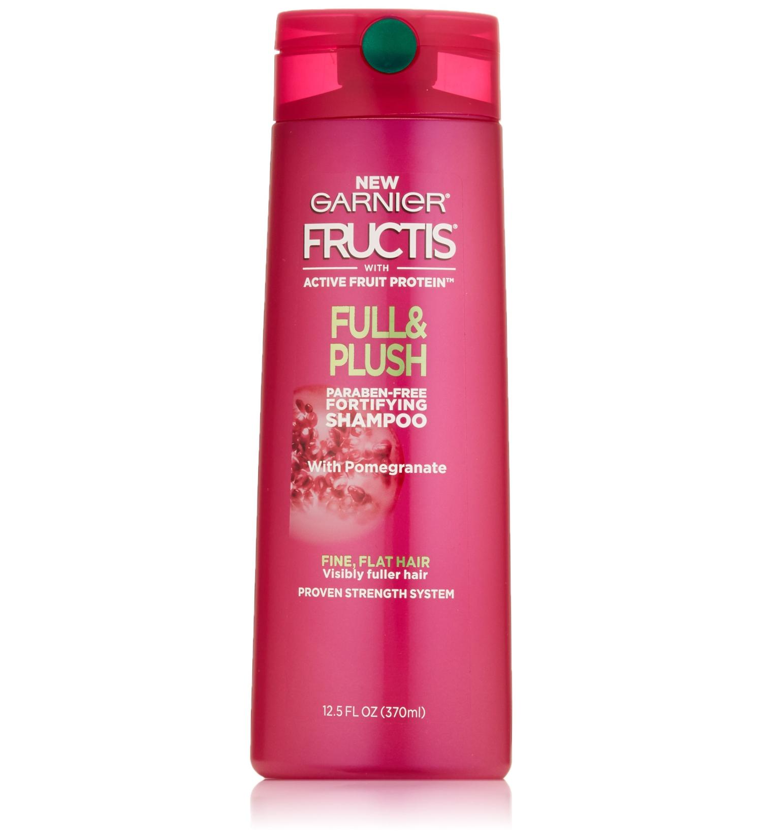 Garnier Fructis Full and Plush Volumizing Shampoo For Oily  Flat  Fine Hair  Made with Active Fruit Protein for Fuller and Healthy Hair  Vegan and Cruelty Free  12.5 Fl Oz (370 ml) 12.5 Fl Oz (Pack of 1)