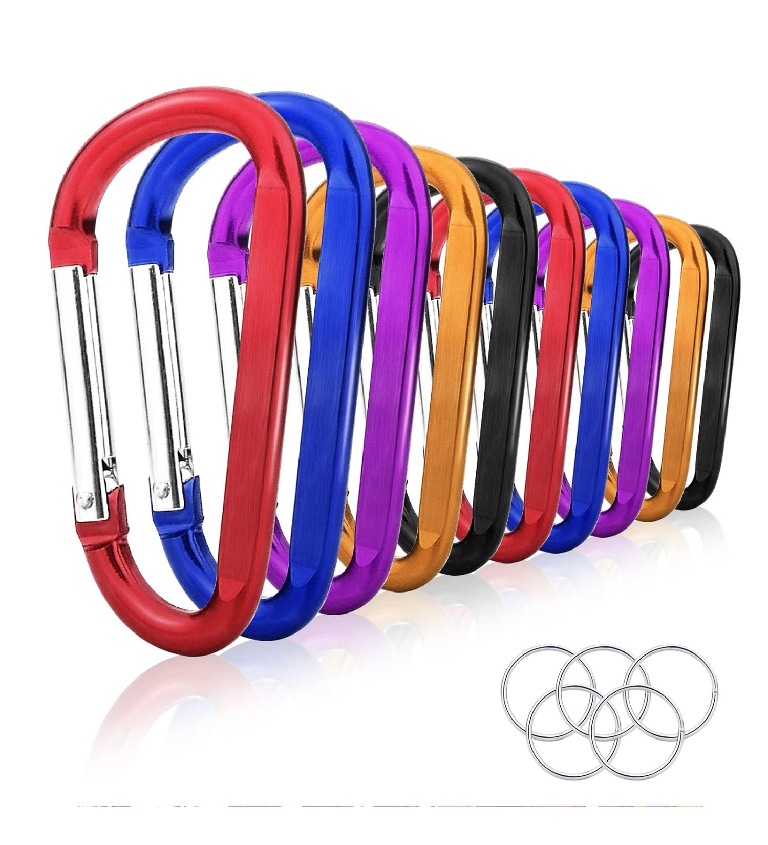 10 Pack 3 Aluminum Spring Snap Hook Carabiner D Ring - Camping, Fishing, Hiking, Traveling, Keychain Craebuer - Buy Online on GoSupps.com