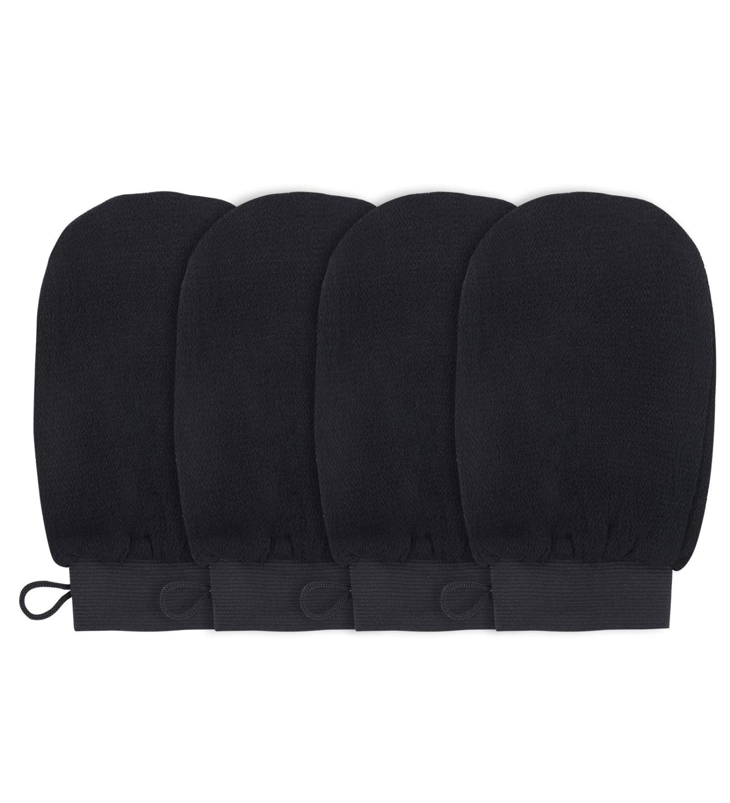 XINRUI Exfoliating Gloves - 4 Pack Shower Scrub Mitts for Men & Women | Deep Body Bath Scrubber & Dead Skin Remover | Spa Brush & Soap Exfoliator (Black - Buy Online on GoSupps.com