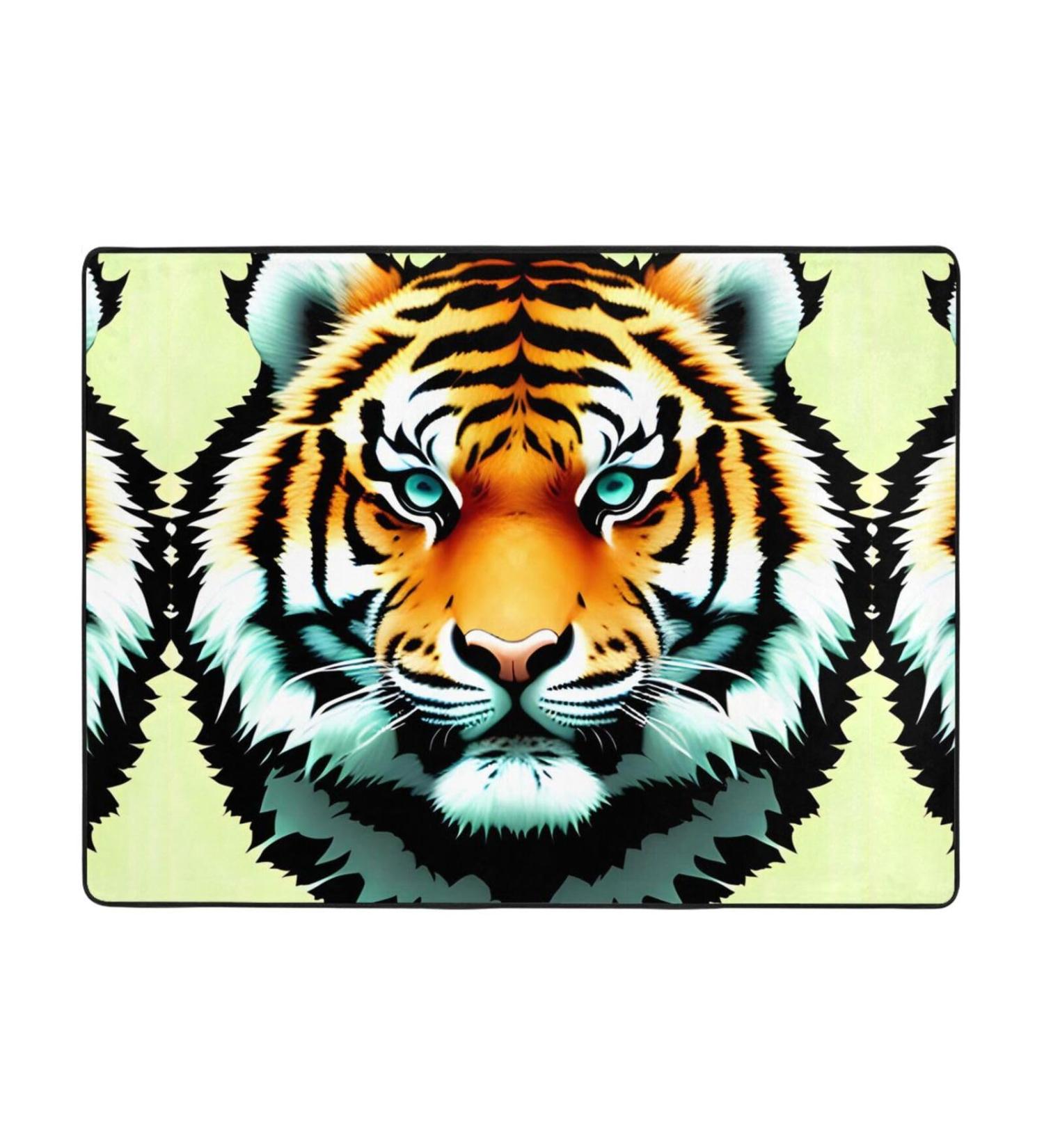 Little Fat Tiger Head Flannel Non-Slip Floor Mat - 63x48 Inches Comfortable & Lint-Free Foot Pressure Relief for Home & Office - Buy Online on GoSupps.com