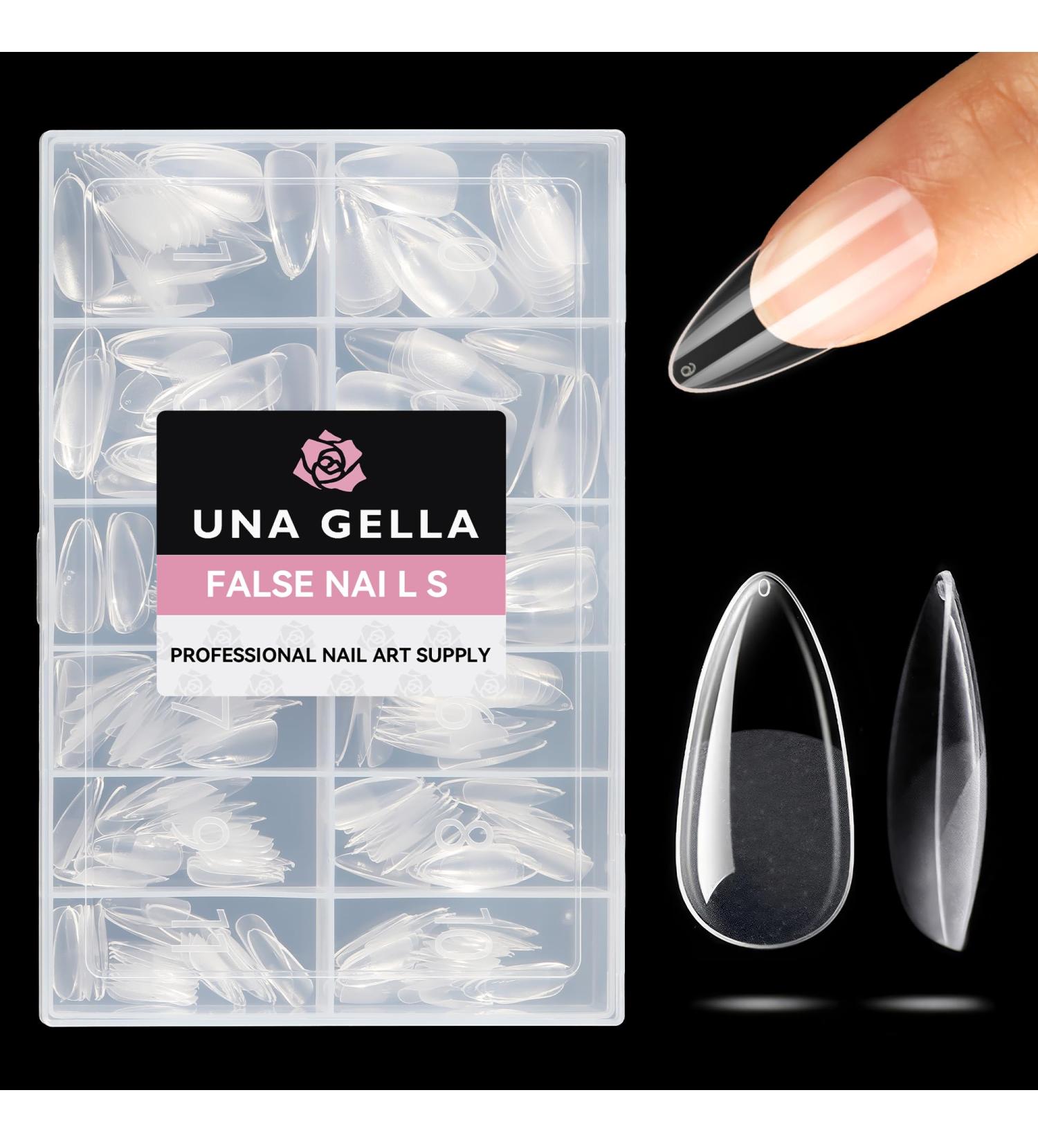 UNA GELLA Medium Almond Gel Nail Tips - 312pcs Half Matte Clear Fake Nails | DIY Art & Salon-Quality Extensions | 12 Sizes C-Almond - Buy Online on GoSupps.com
