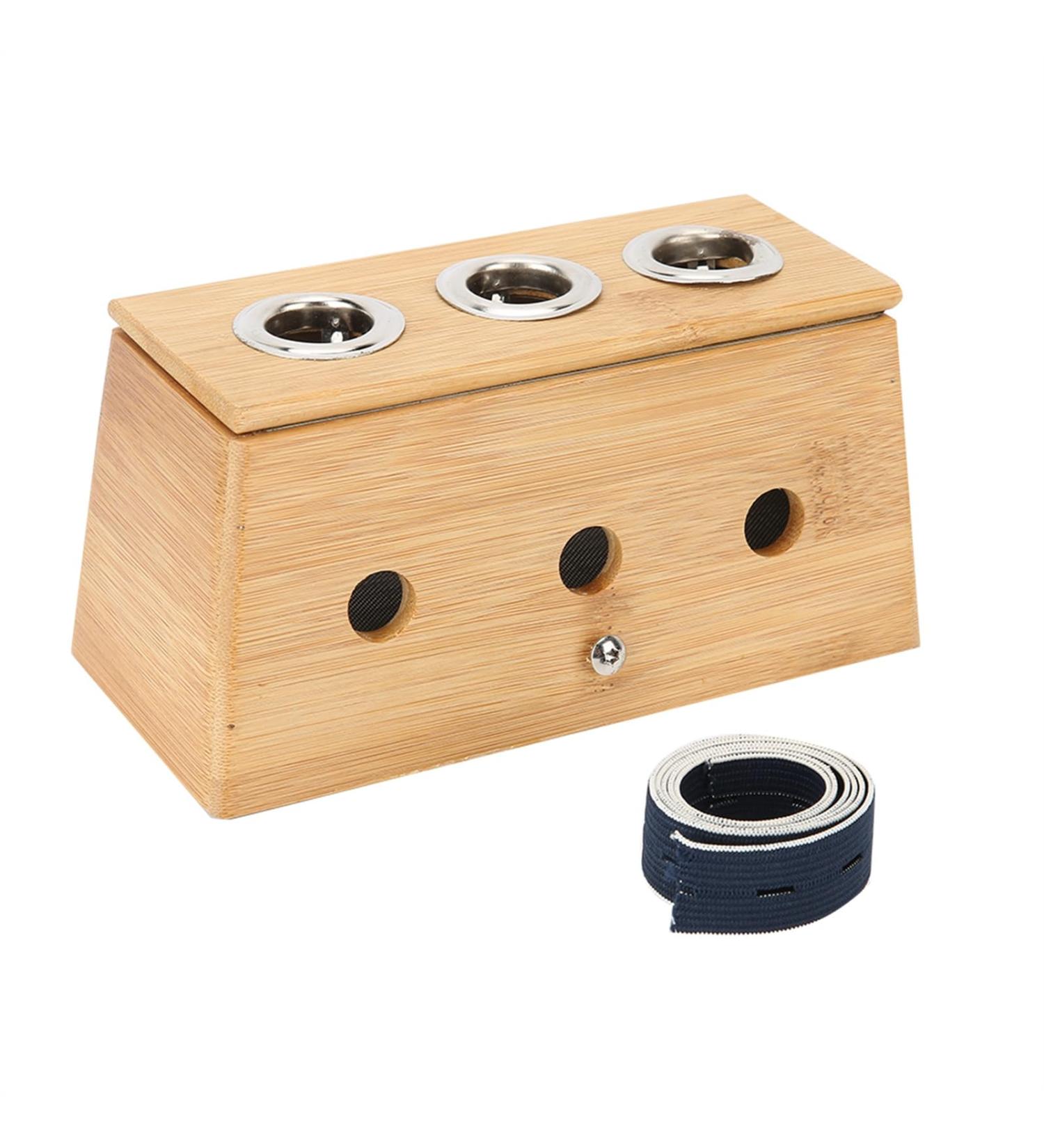 Buy Moxibustion Box - 3 Holes Bamboo Healing Holder for Moxa Sticks | Relief from Fatigue - Buy Online on GoSupps.com